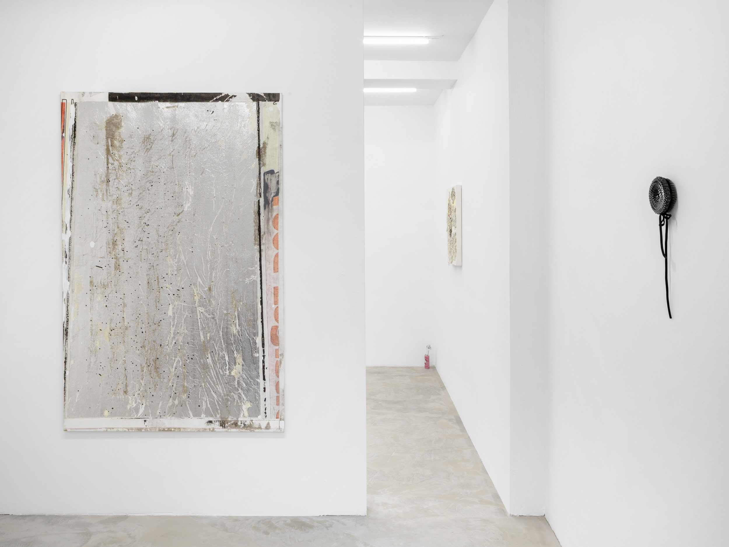 Kristoffer Varming, Duttweilerbrücke semi, 2025. Acrylic, foil and toner transfer on linen. 170 x 120 cm.