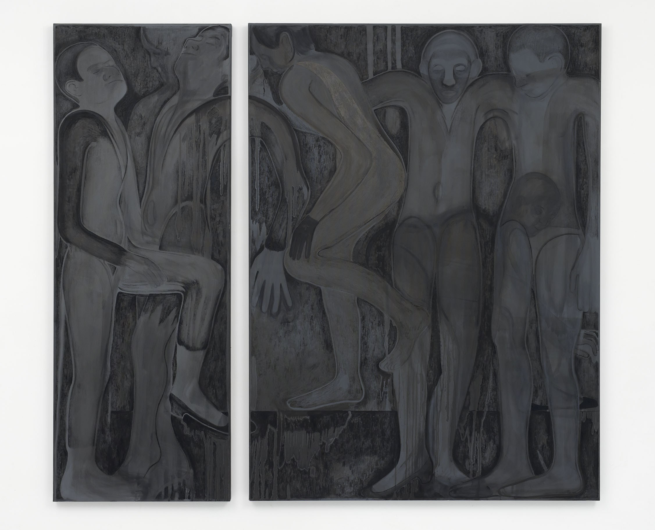 Eliza Wagener, Untitled (N.I.T.A.), 2025, Oil and ink on canvas, 190 x 210 x 5 cm