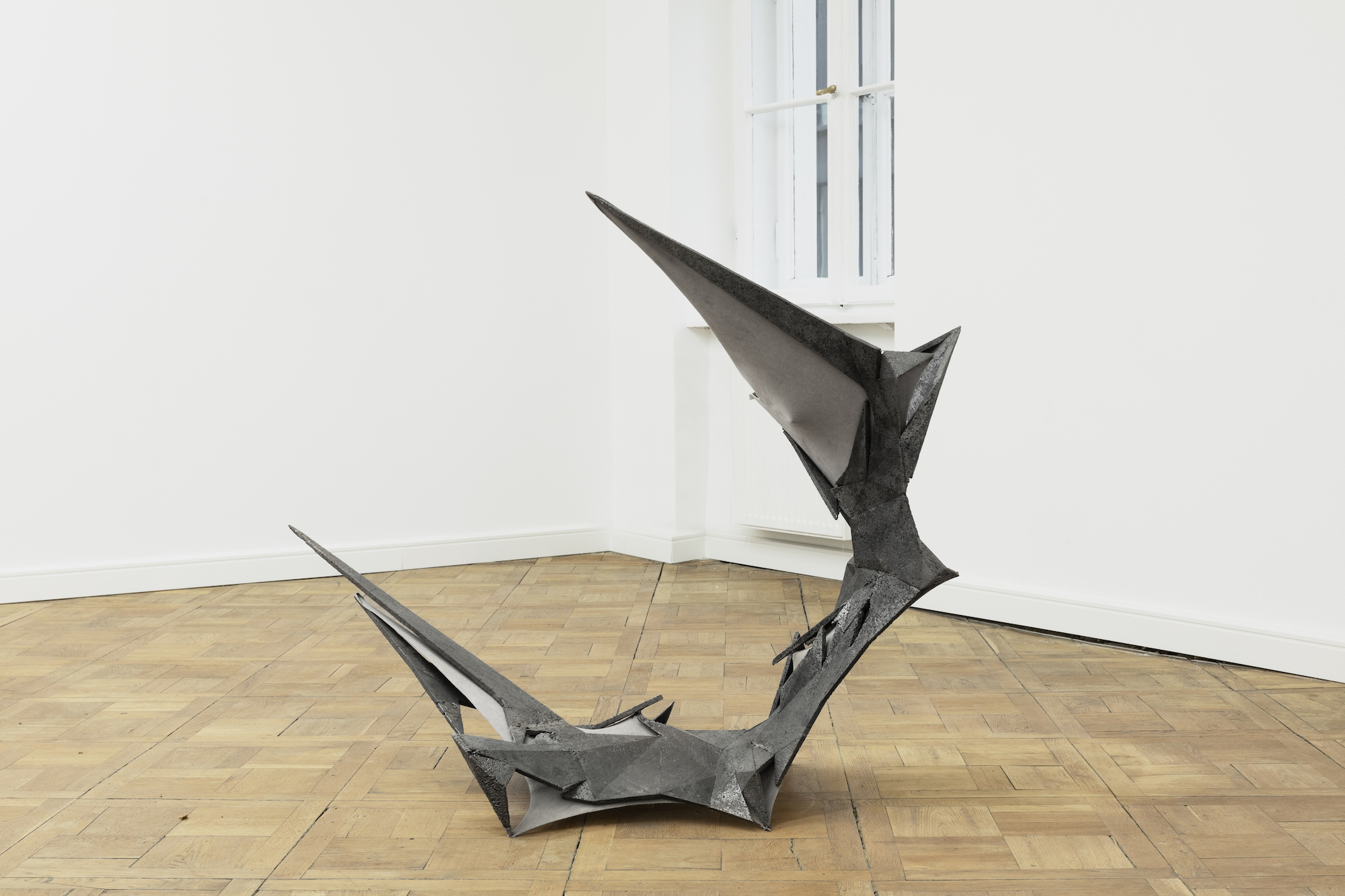 Mateusz Wójcik, "Cutting Edges 3", 2015, cast iron, elastane, 110 x 100 x 80 cm, photo: bliss gallery