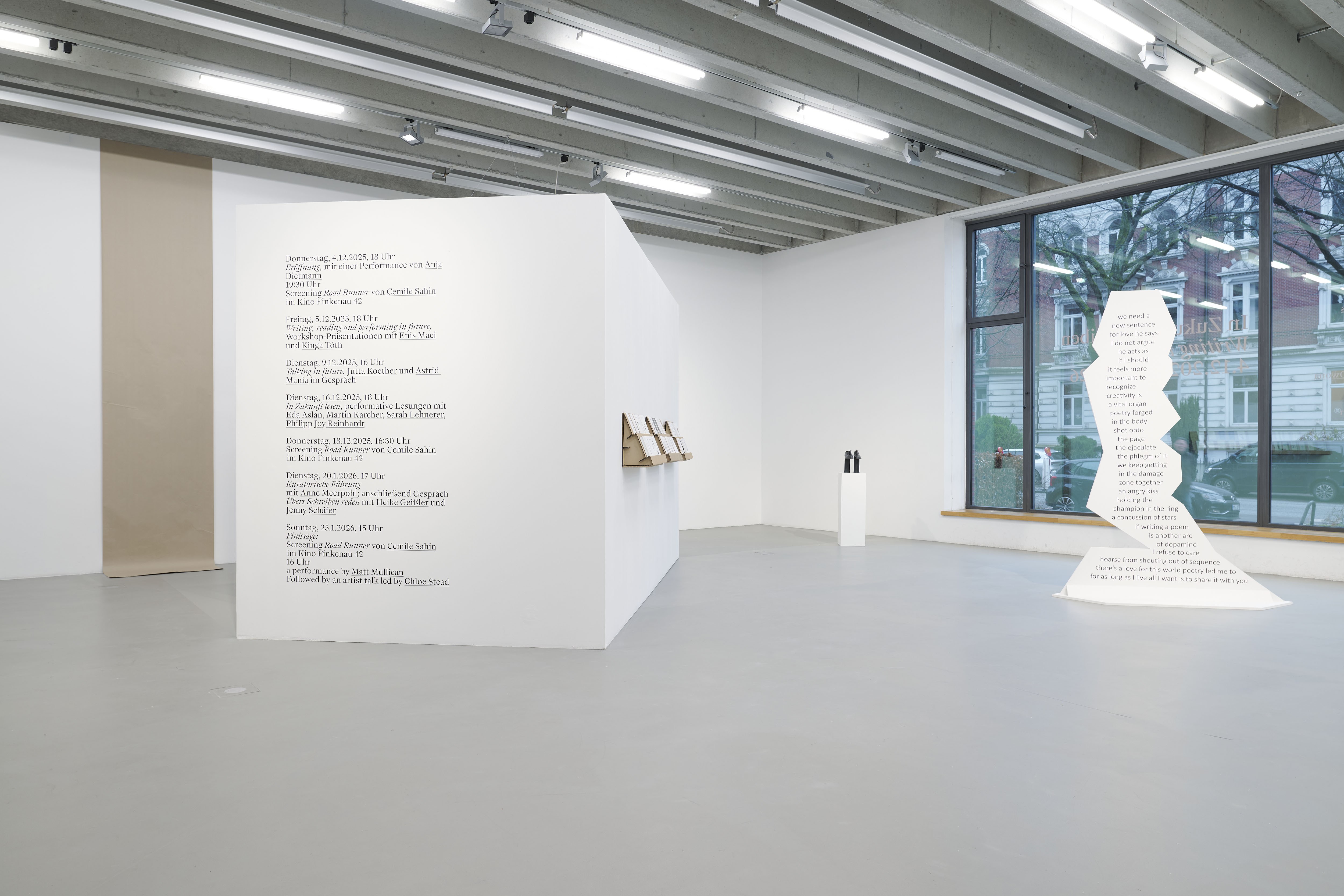 Exhibition view "In Zukunft schreiben - Writing in Future" at ICAT of HFBK Hamburg; Photo: Tim Albrecht