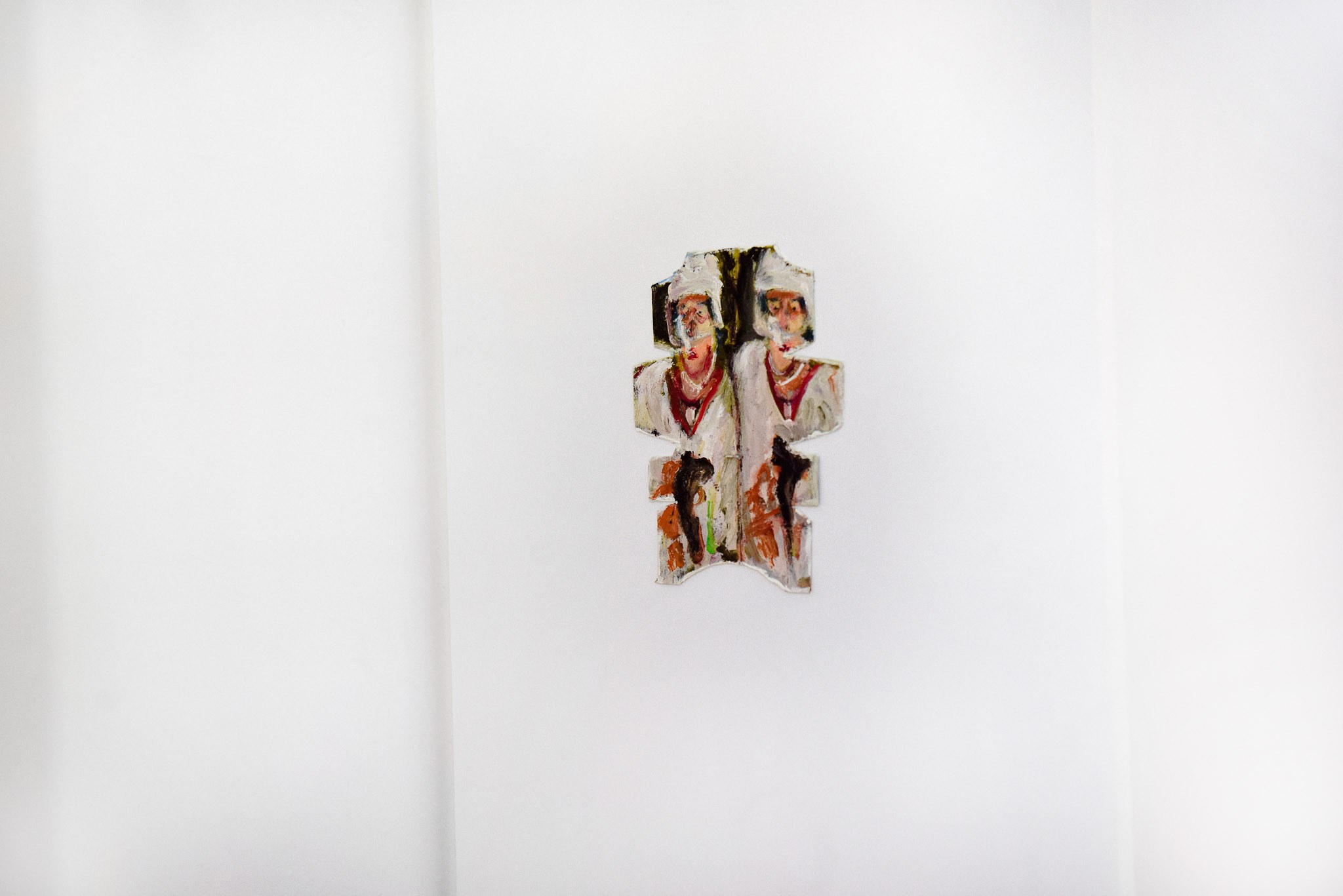 Ryan Campos, "All White and Bashful", 2025, oil paint on cardboard, 18 x 14 cm