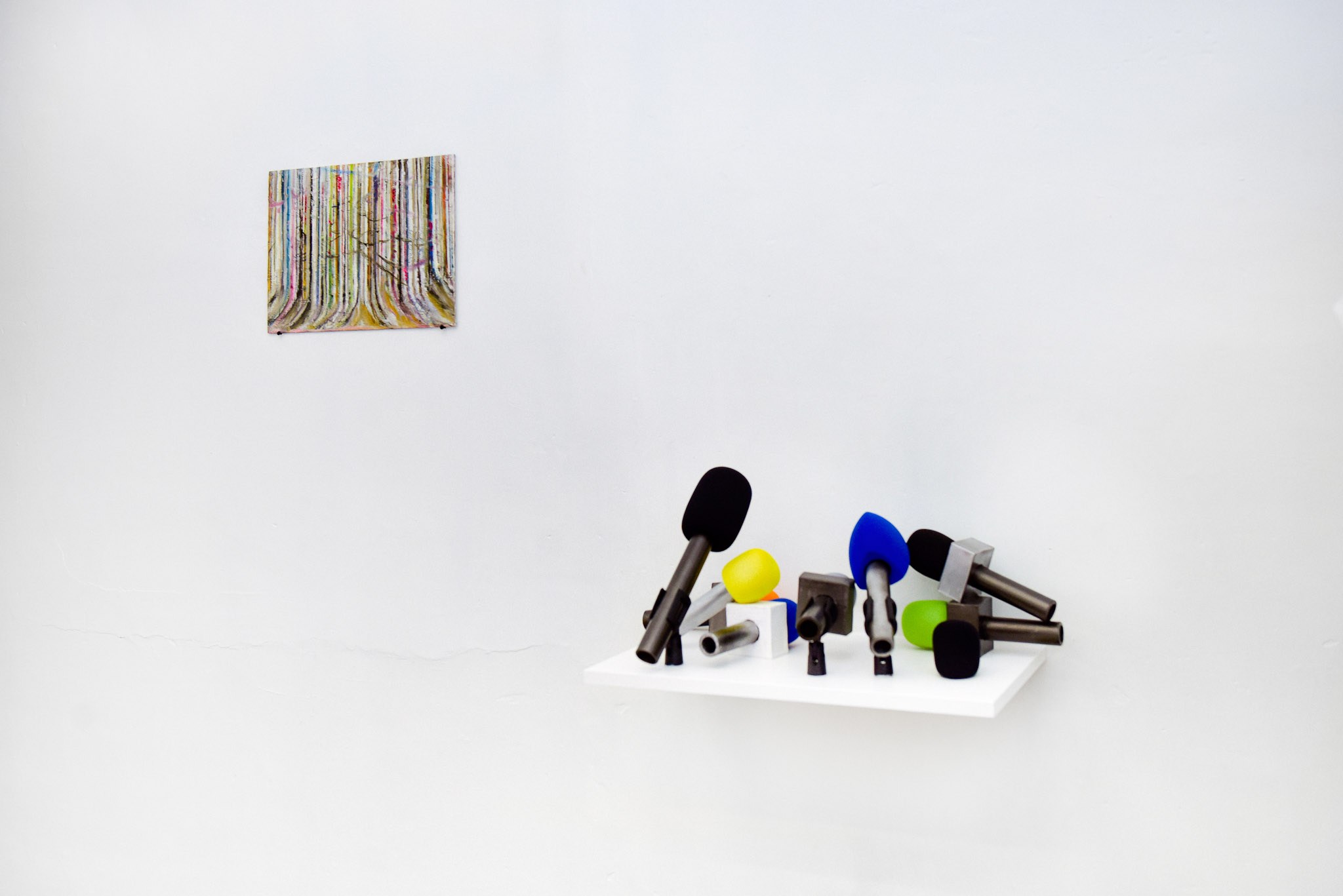 Pascal Schneuwly, "Untitled (Microphones)", 2026, PVC, acrylic paint, foam, cardboard, 55 x 35 x 15 cm