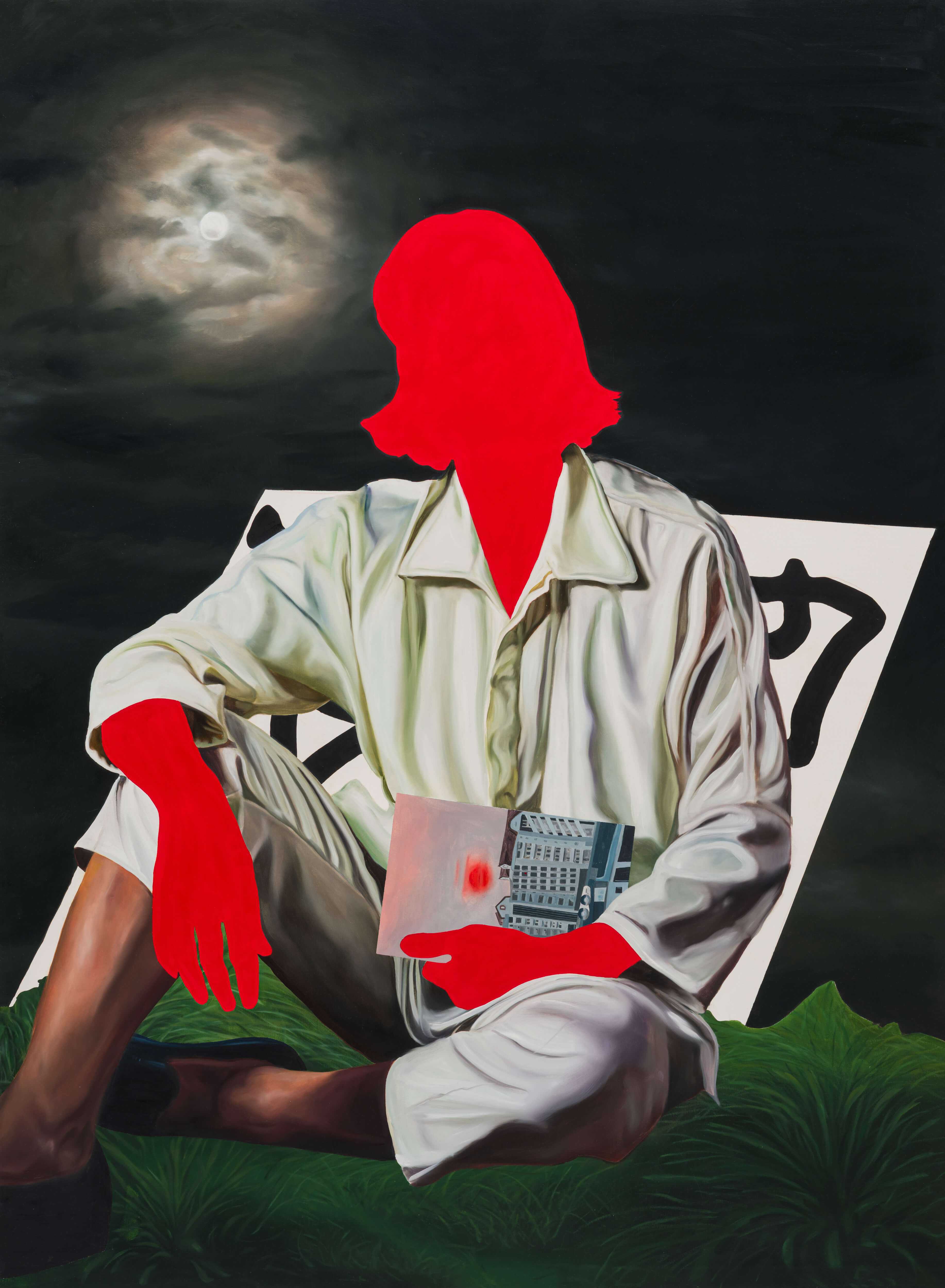 Chloé Saï Breil-Dupont, 'Sometimes the sun hides better than the shadow, and you didn’t see because you closed your eyes.', 2024 - 2025, oil on canvas, 190 x 140 cm