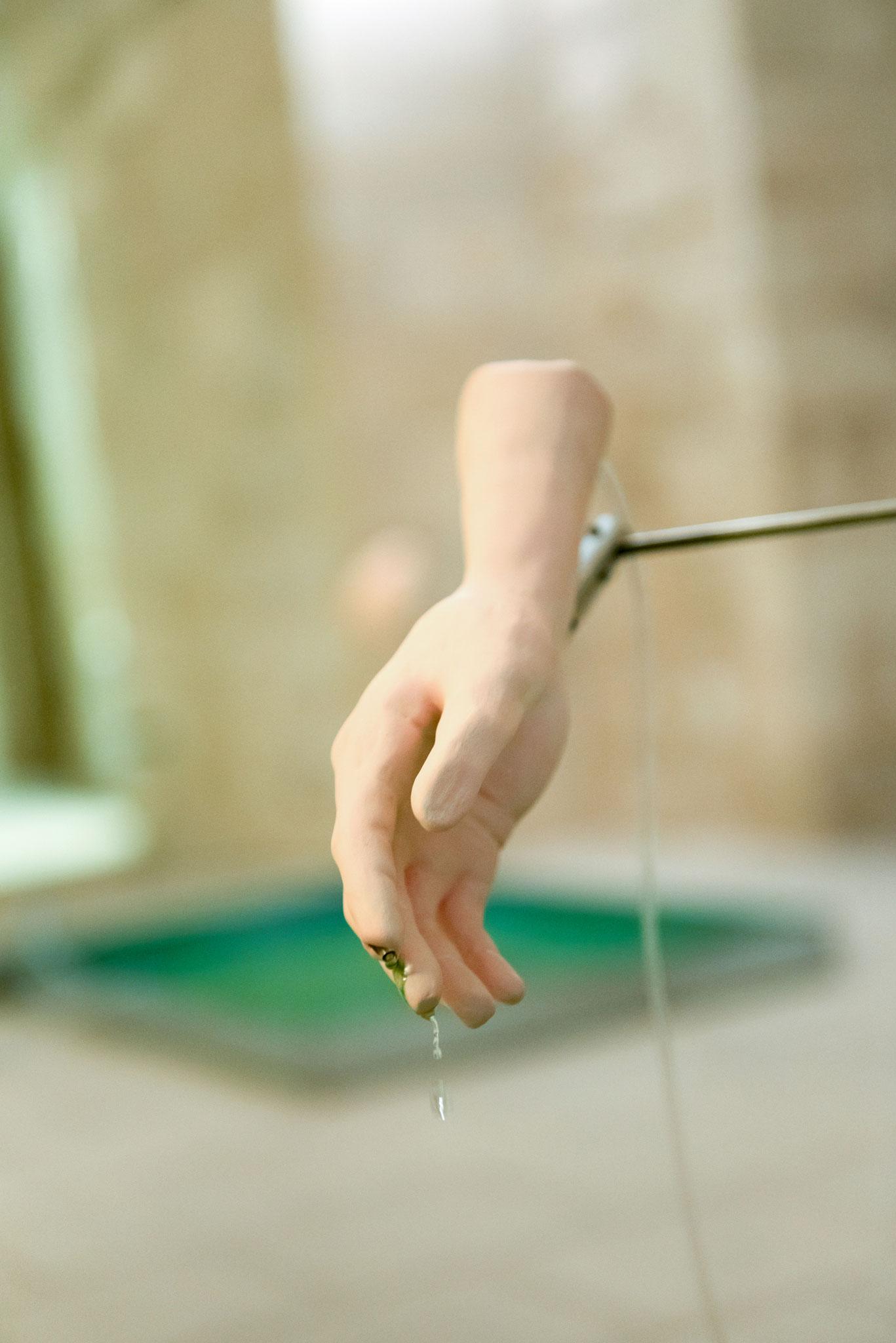 Tidal, Porous, and Fragmentary, 2025, ceramic, water, dye, galvanized iron, stainless steel, PVC pipes, water diaphragm pumps; environmental dimensions, details