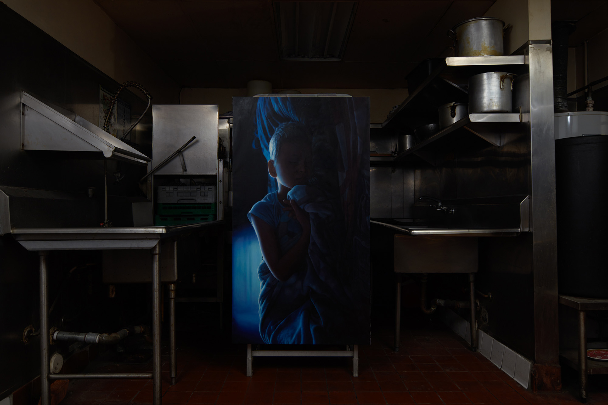 Joseph Klahr - Untitled (Boy Sleeping) Oil on canvas, fabricated in Xiamen, Fujian, China 59 ½ x 33 inches 2025