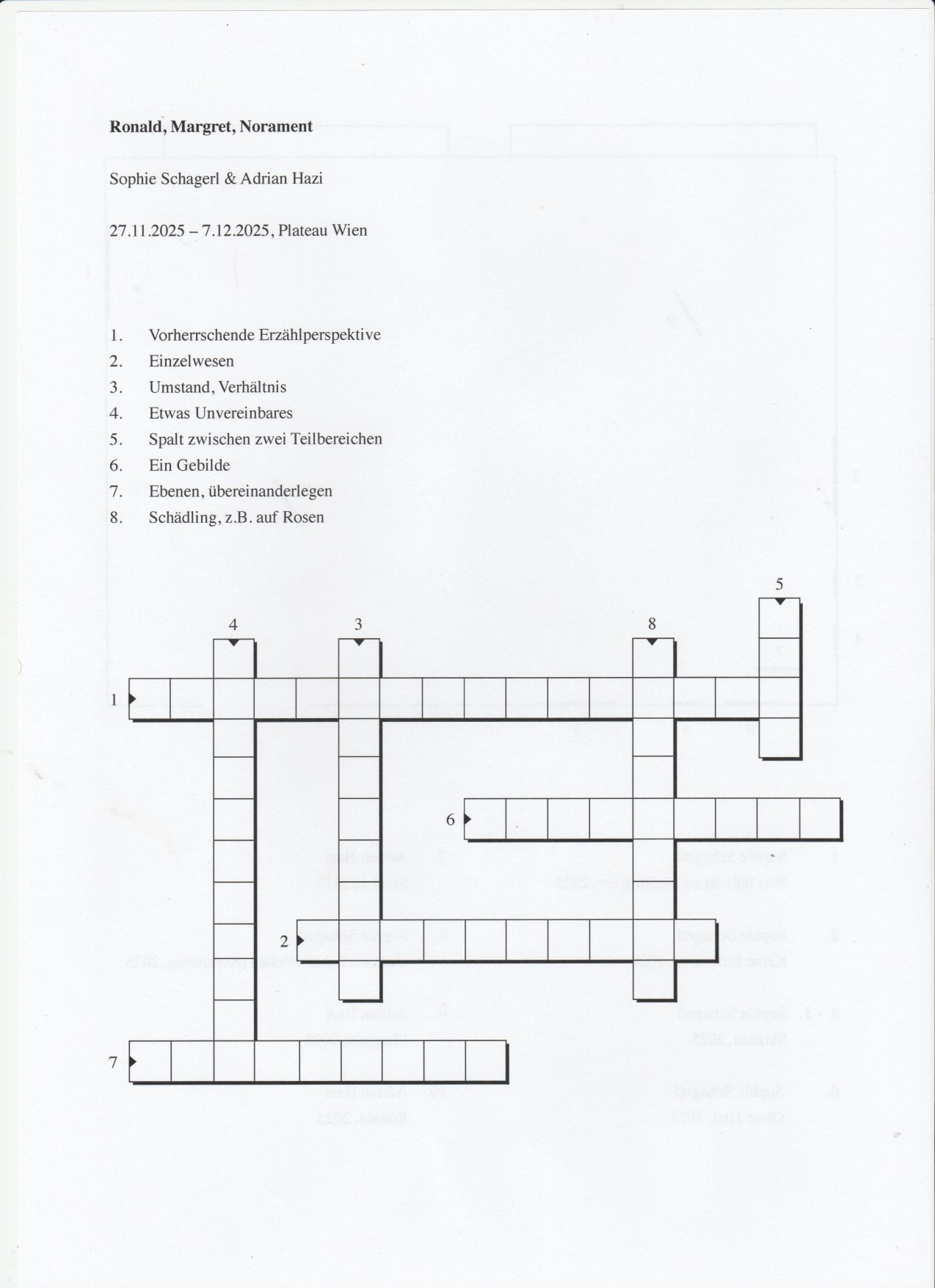 Crossword, Sophie Schagerl, Adrian Hazi, Plateau Vienna, 2025