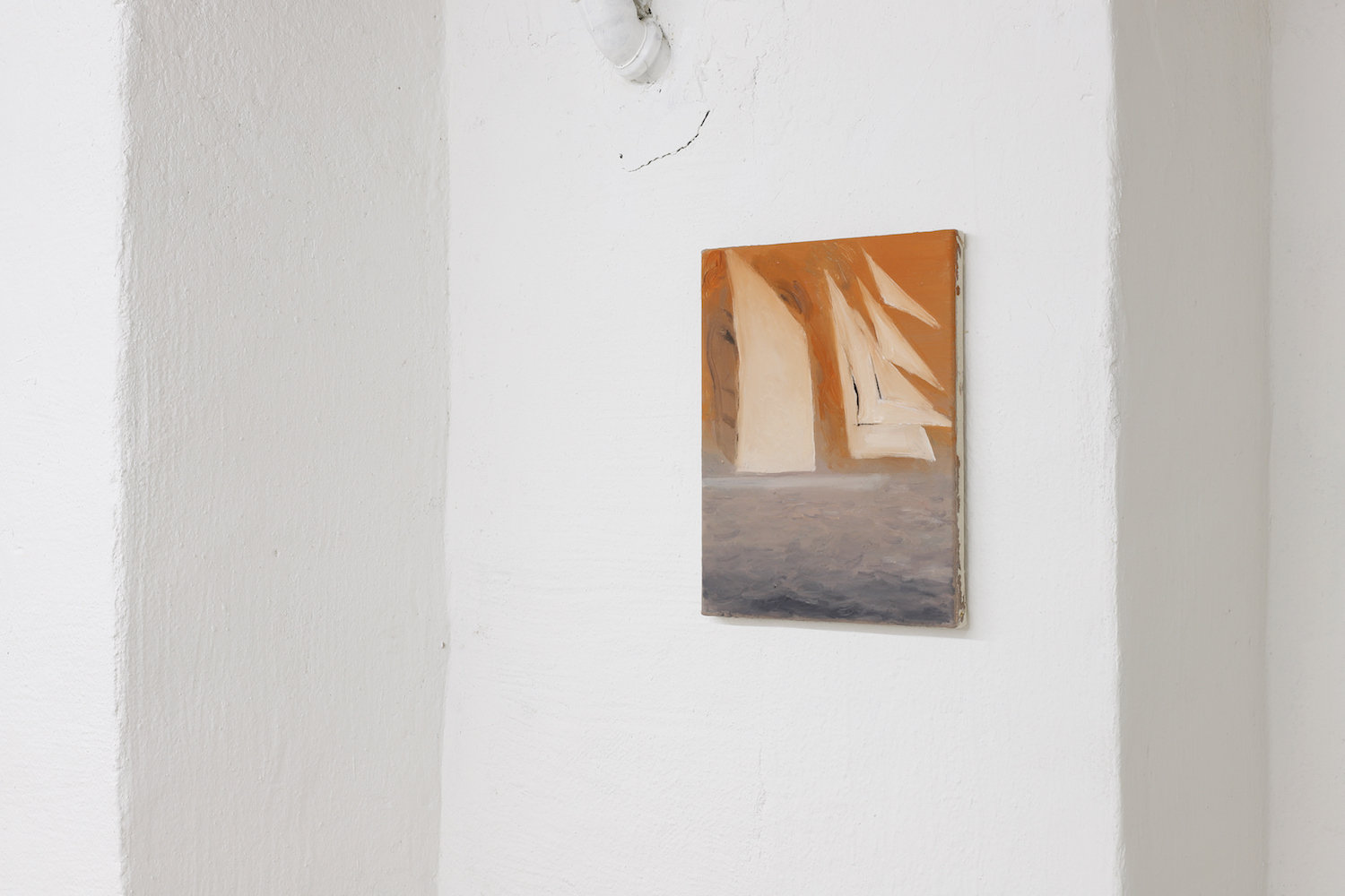 Emmanuelle Castellan, the crossing, 2025, oil on canvas, cuts, 36 x 28 cm