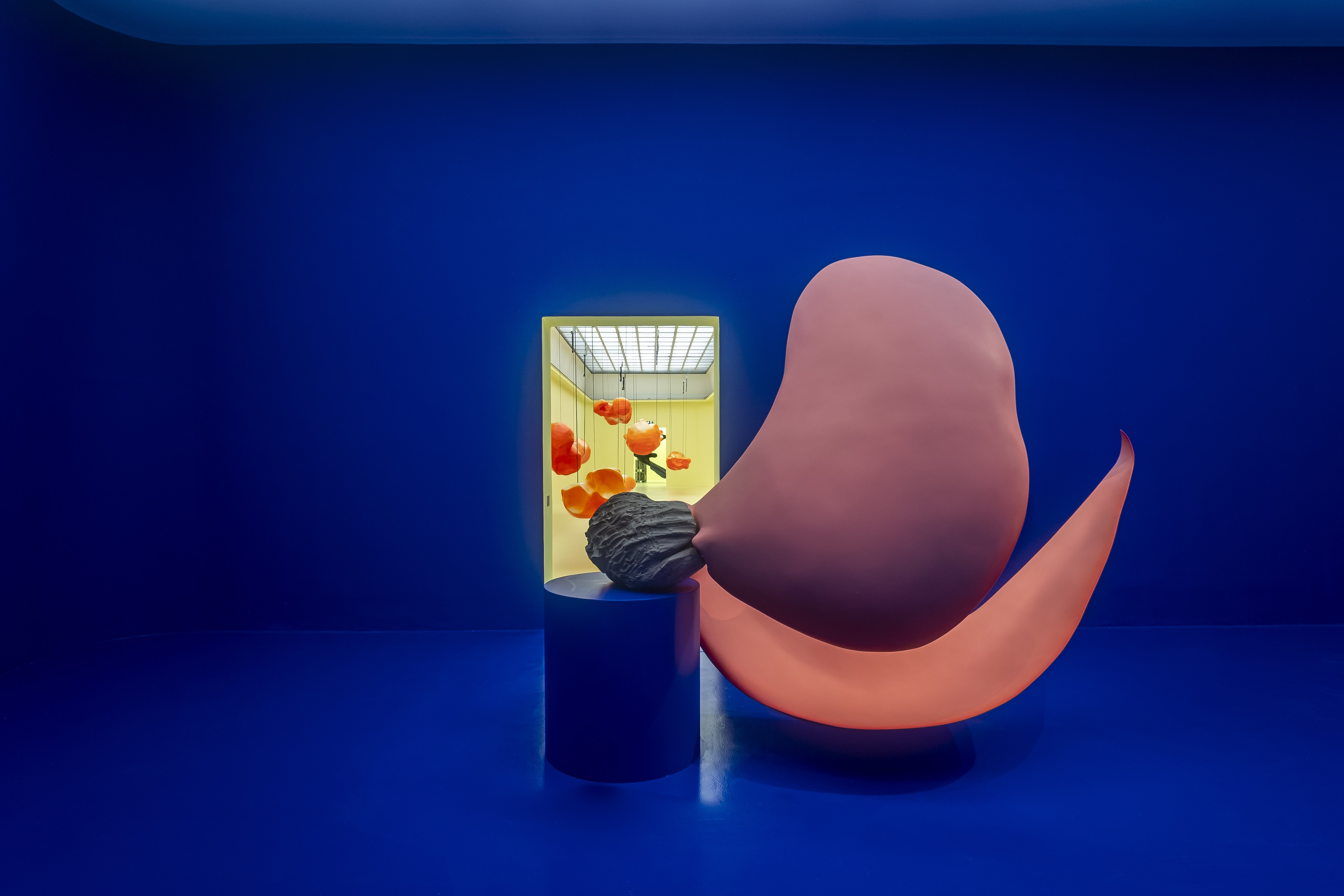 Teresa Solar Abboud, "Tunnel Boring Machine (Transformation Figure)", 2024. Installation view "Self-Portrait as a Pregnant Woman", Kunstverein Hannover, 2025. Photo: Mathias Völzke