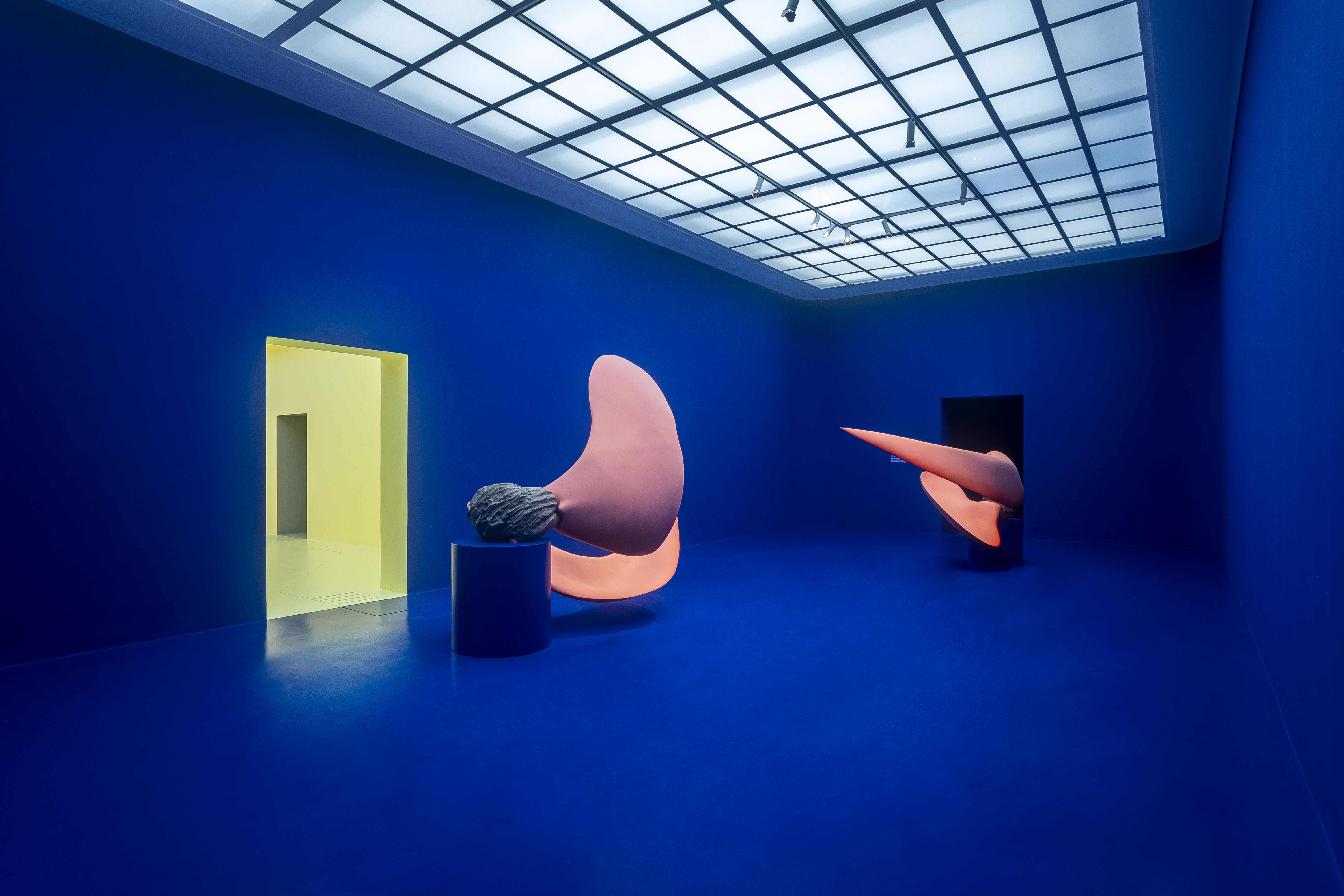 Teresa Solar Abboud, "Tunnel Boring Machine (Transformation Figure)", 2024. Installation view "Self-Portrait as a Pregnant Woman", Kunstverein Hannover, 2025. Photo: Mathias Völzke