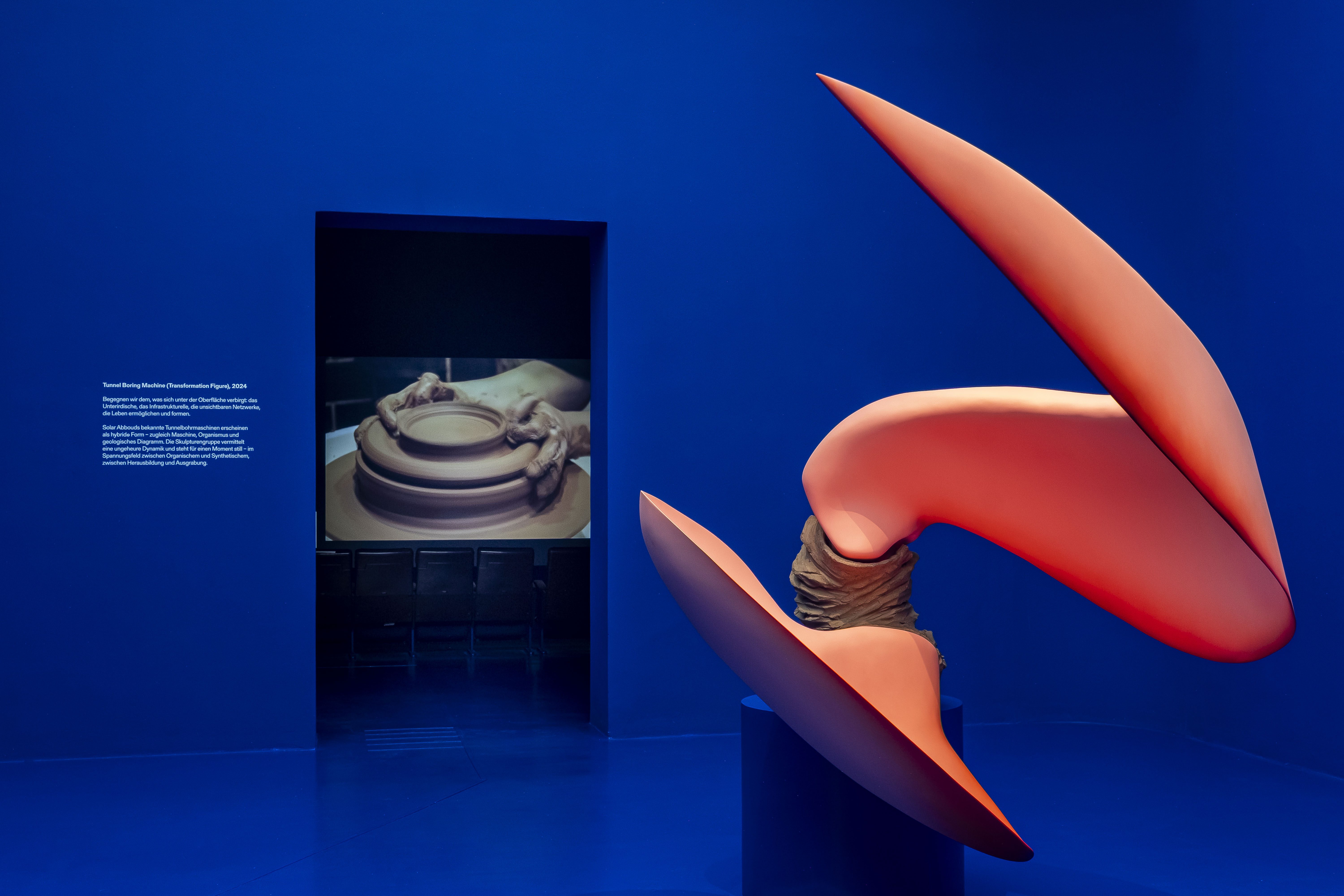 Teresa Solar Abboud, "Tunnel Boring Machine (Transformation Figure)", 2024. Installation view "Self-Portrait as a Pregnant Woman", Kunstverein Hannover, 2025. Photo: Mathias Völzke