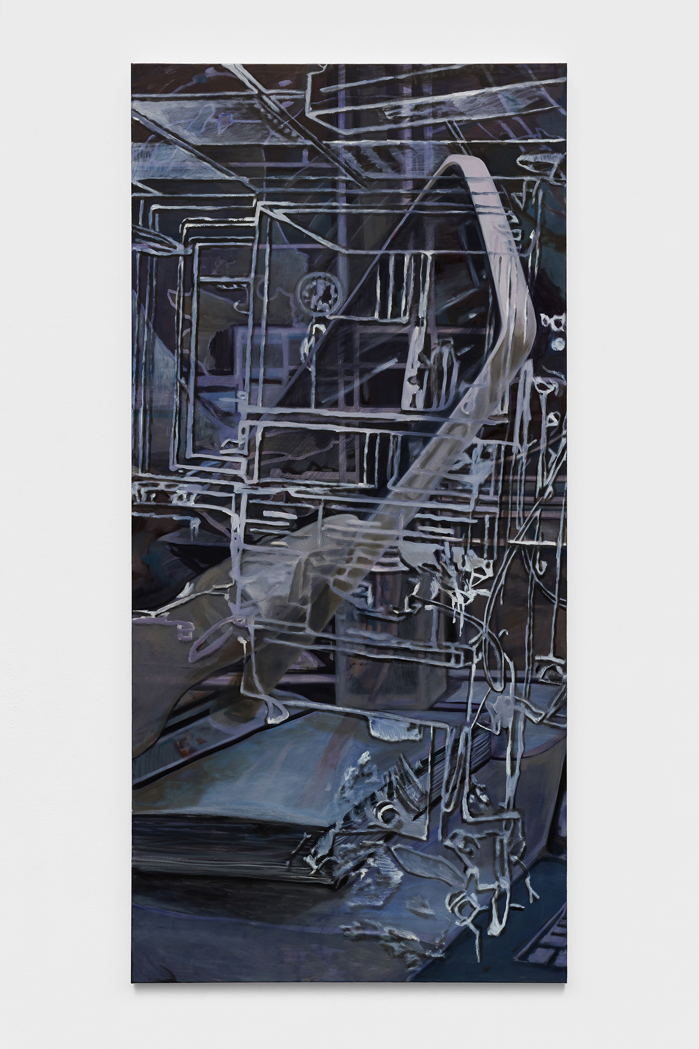 Gabrielė Adomaitytė, The Positivist, 2025. Oil on linen, 190 x 90 cm