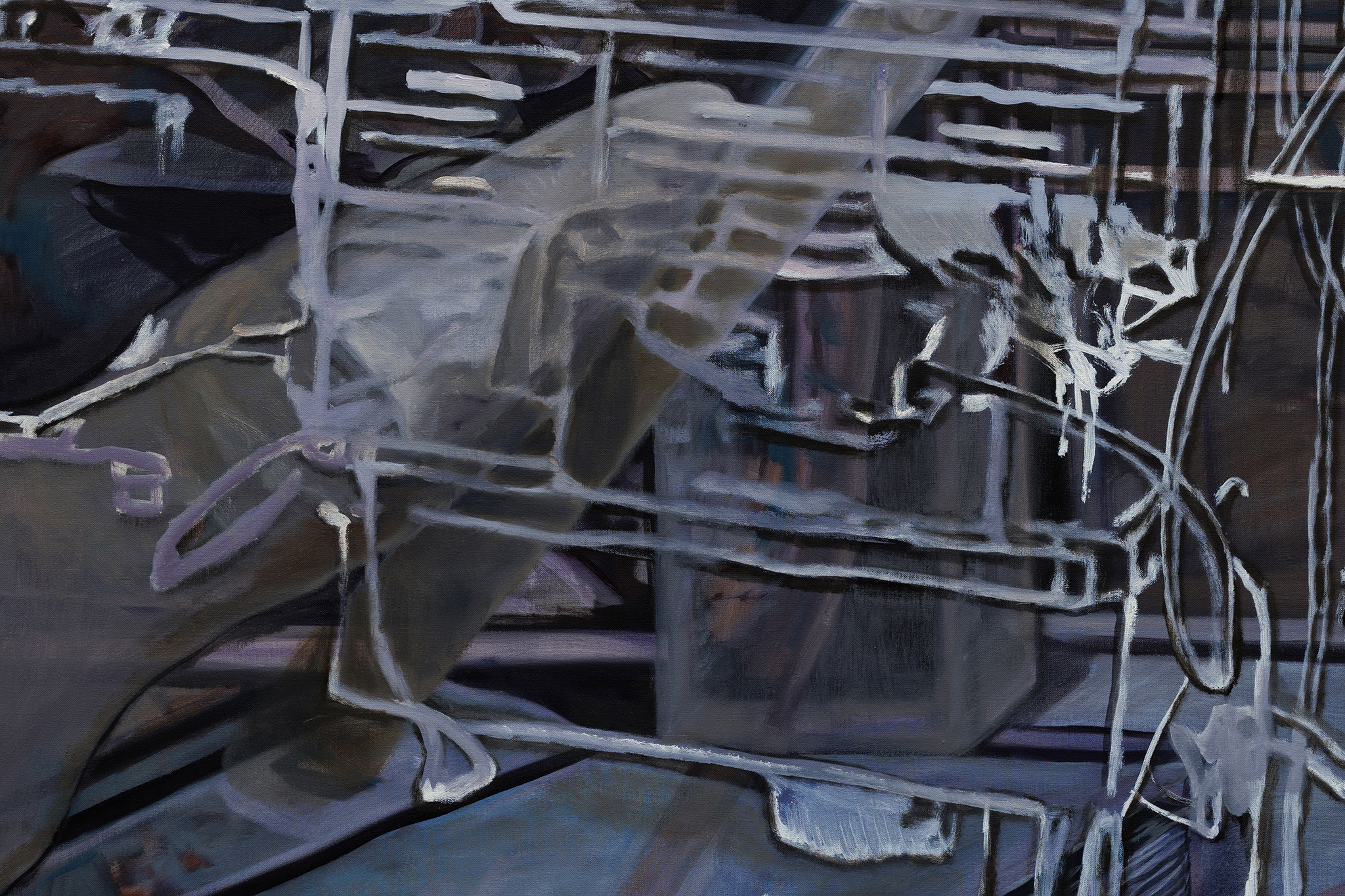 Gabrielė Adomaitytė, The Positivist, 2025. Oil on linen, 190 x 90 cm (detail)