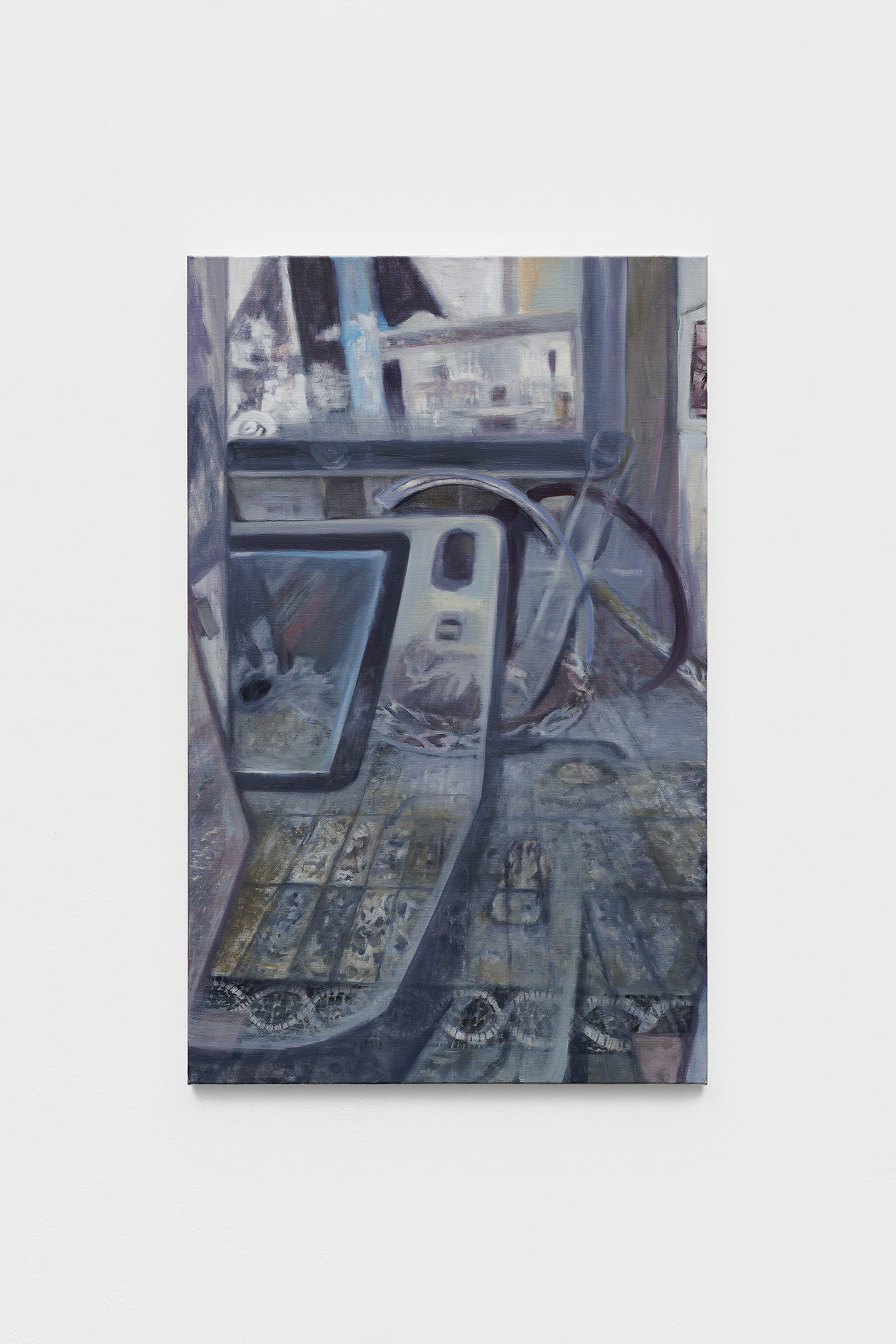  Gabrielė Adomaitytė, Le Monde, 2025. Oil on linen, 80 x 50 cm