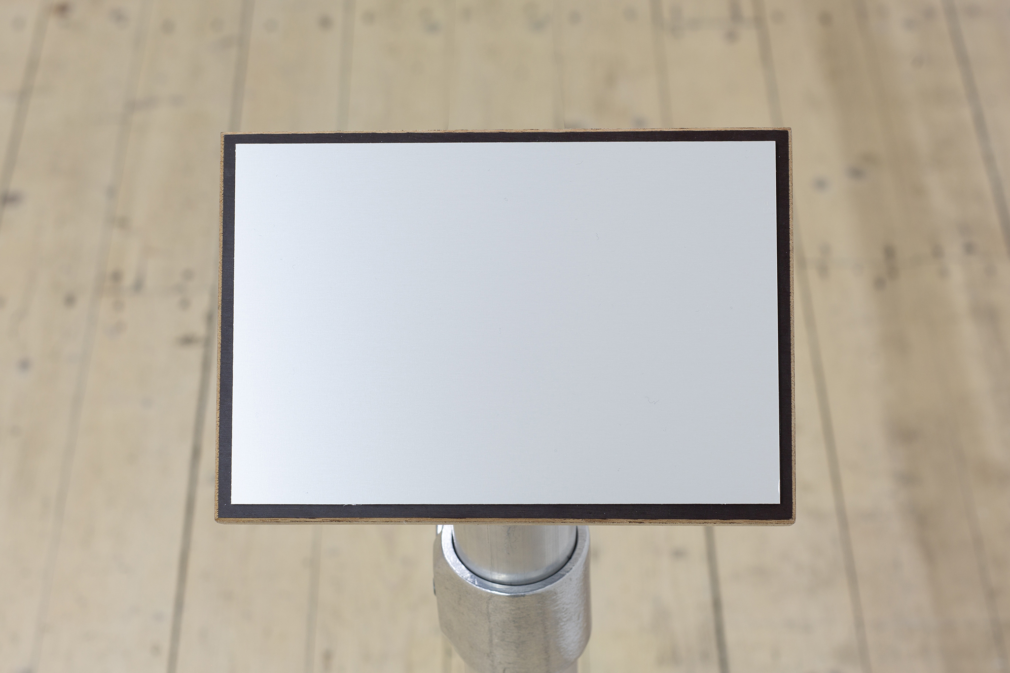 Gabrielė Adomaitytė, Interpretation Board DEP-013, 2025. Aluminum, wood, engraving on aluminum plate,  200 x 120 x 160 cm