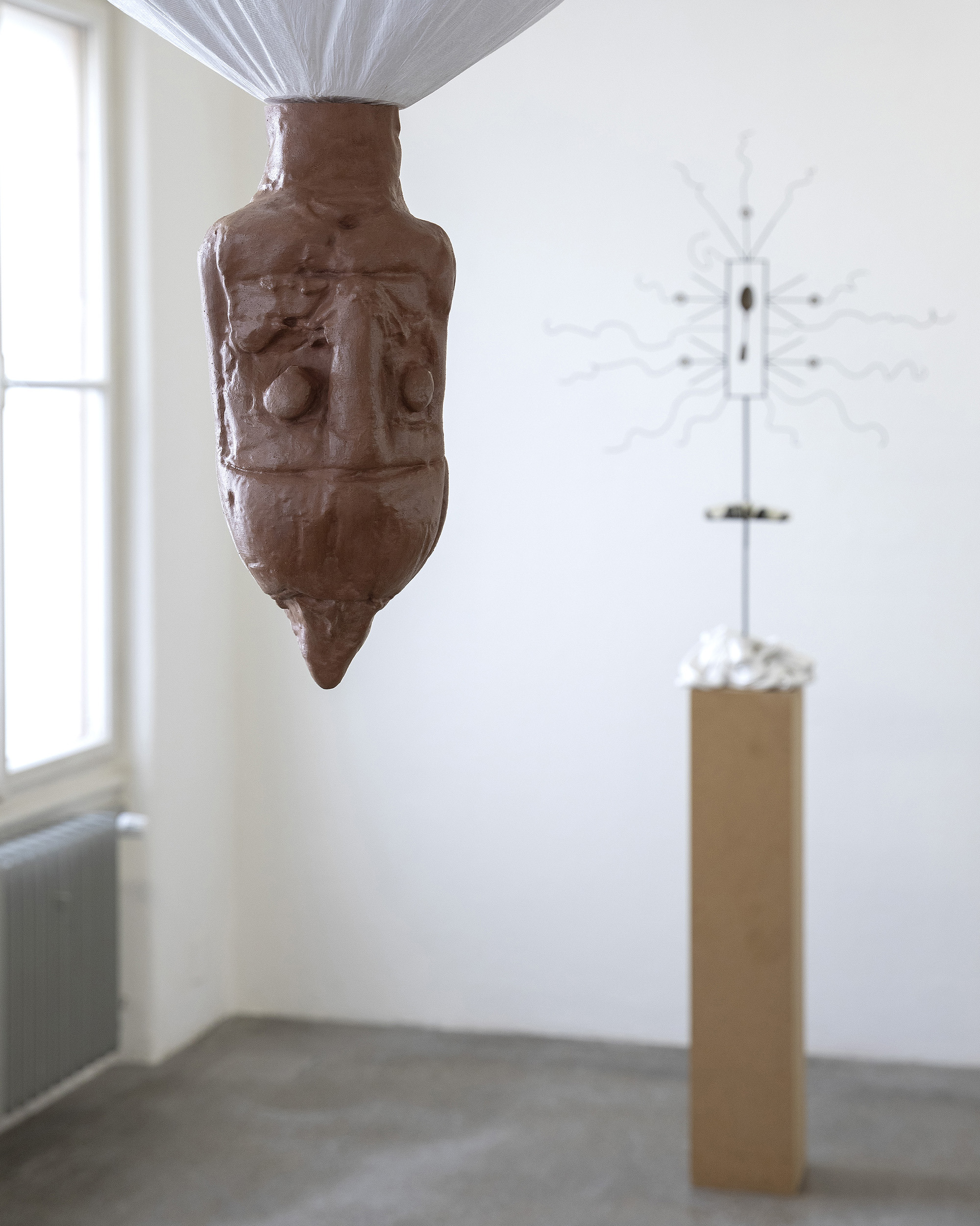 Softshell Archipel, exhibition view with Sasha Auerbakh's Rotherhithe, 2025; Wolfgang Obermair, Blow-Up, 2026, detail