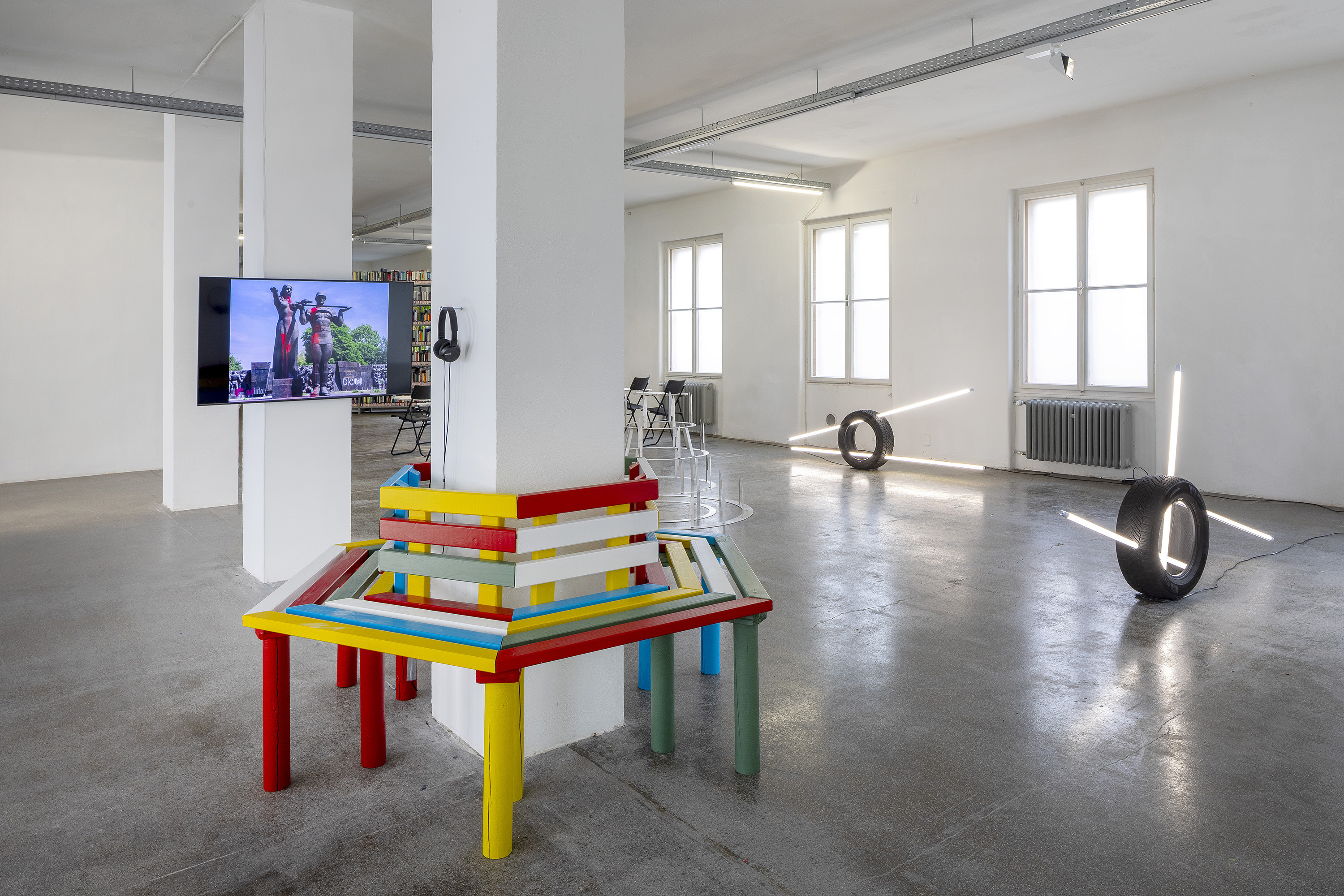 Exhibition view with Ekaterina Shapiro-Obermair's The Monument of Glory. The Glory of the Monument, 2026