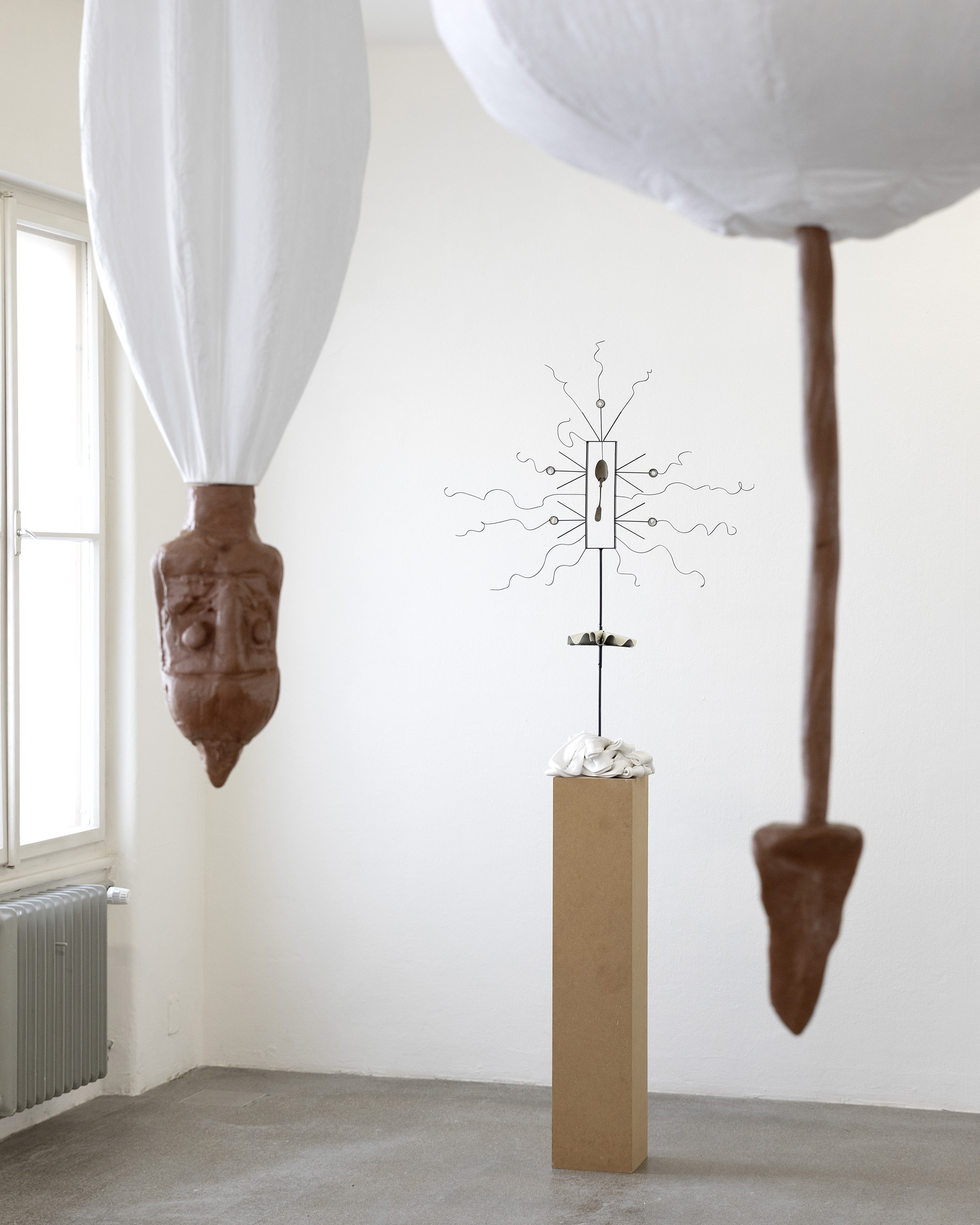 Softshell Archipel, exhibition view with Sasha Auerbakh's Rotherhithe, 2025; Wolfgang Obermair, Blow-Up, 2026, detail