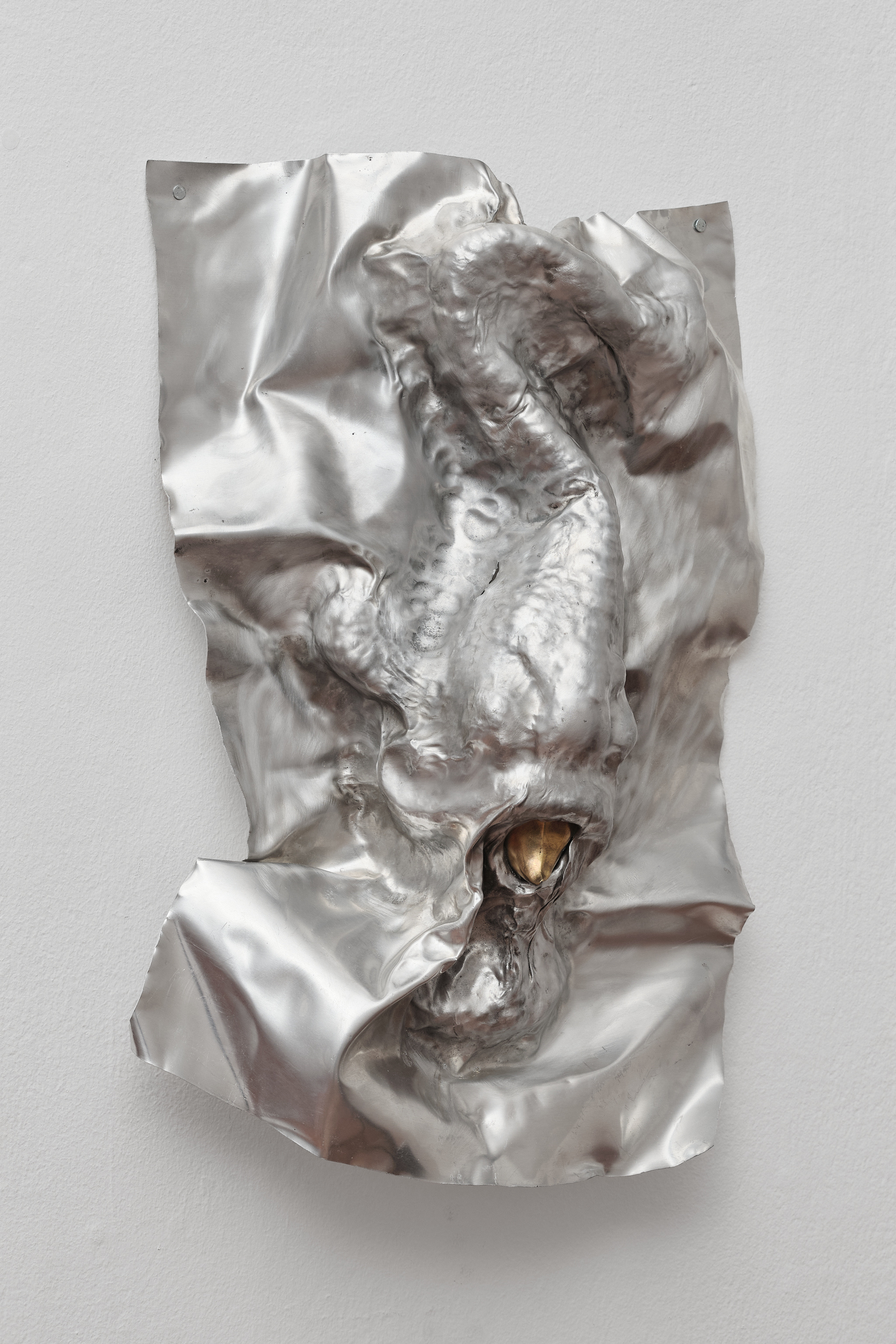 Lucky Fish is a fish finial, 2025 Forged Aluminium, brass 51 x 42 x 11cm 