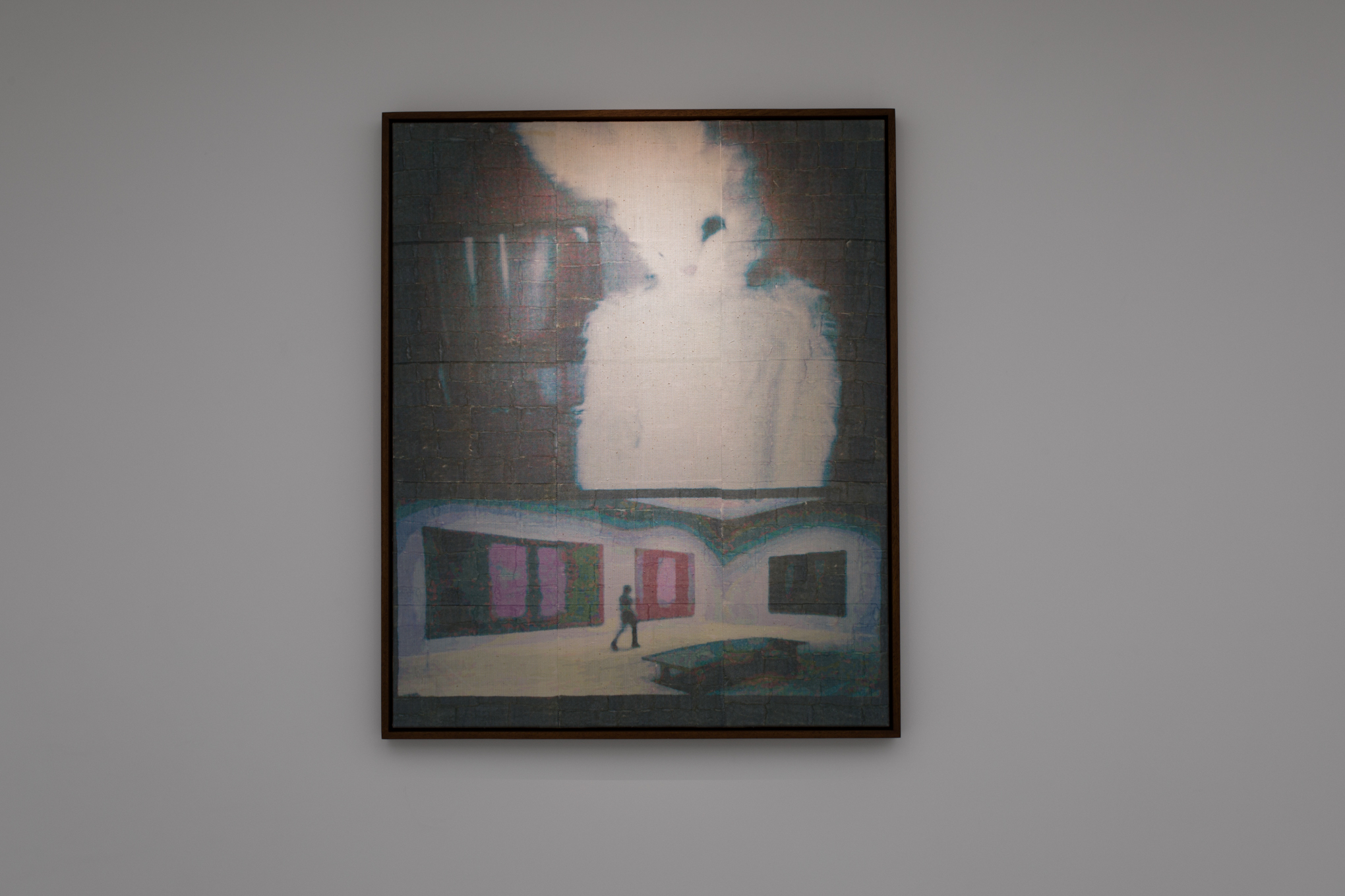 Sasha Kupriyanov, “Follow the White rabbit“, 2026, hemp fabric, photo transfer, 84 х 69 cm