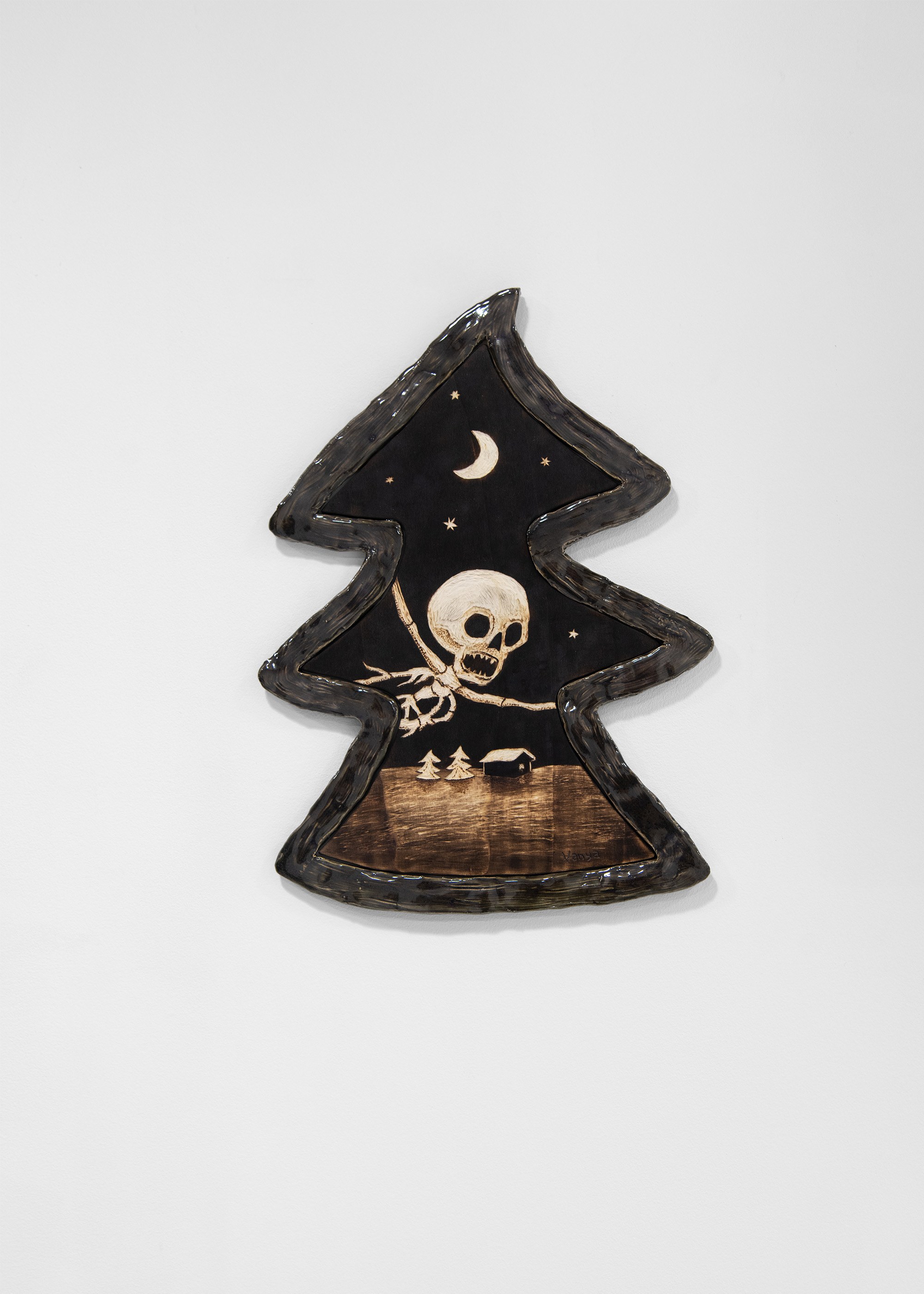 Ivan Volkov, Hollow forest, 2026, Ceramic, glaze, wood, 63 × 31 cm