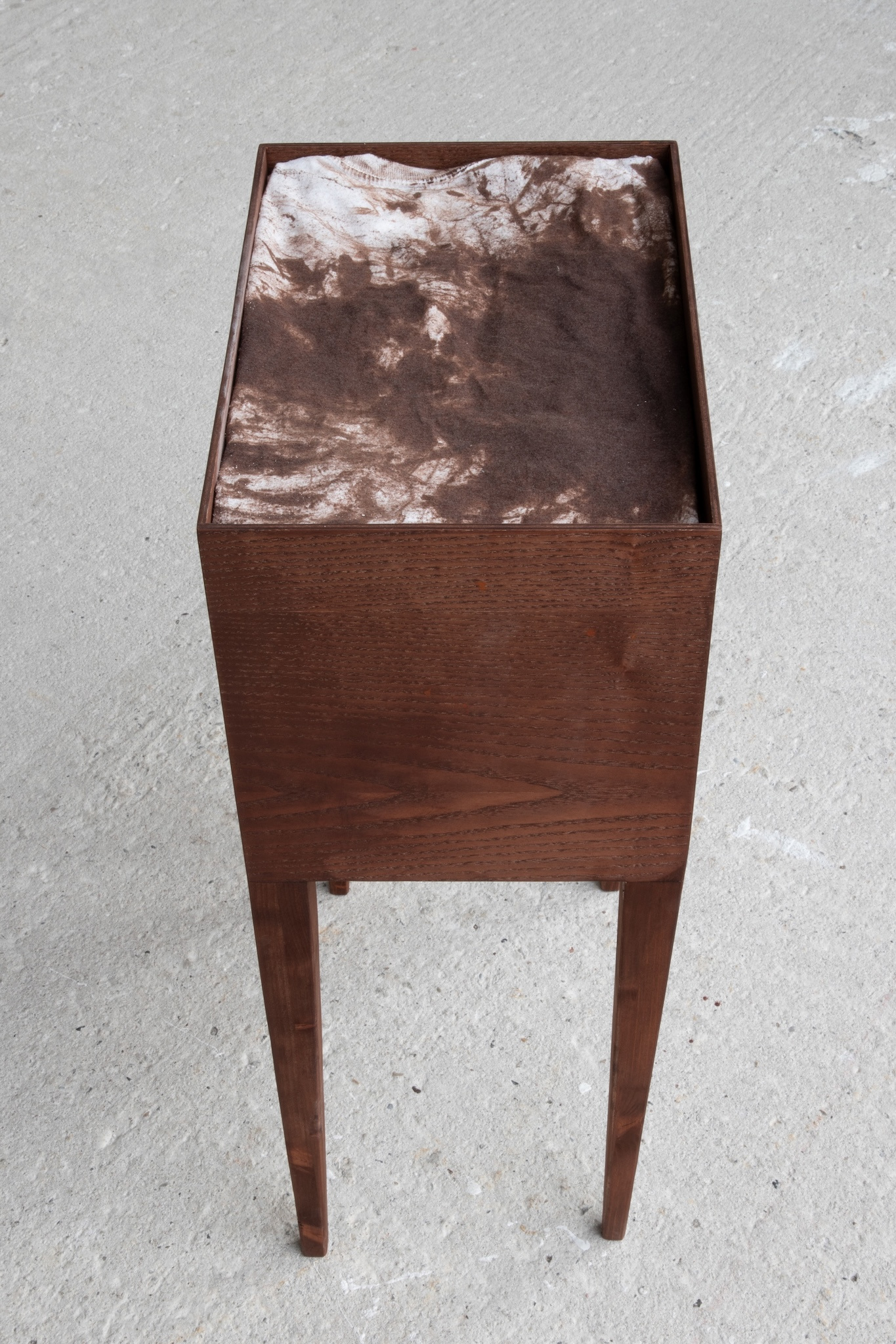 Tallulah Hood, Untitled, 2026, 65 × 25 × 35 cm, wood, t-shirt