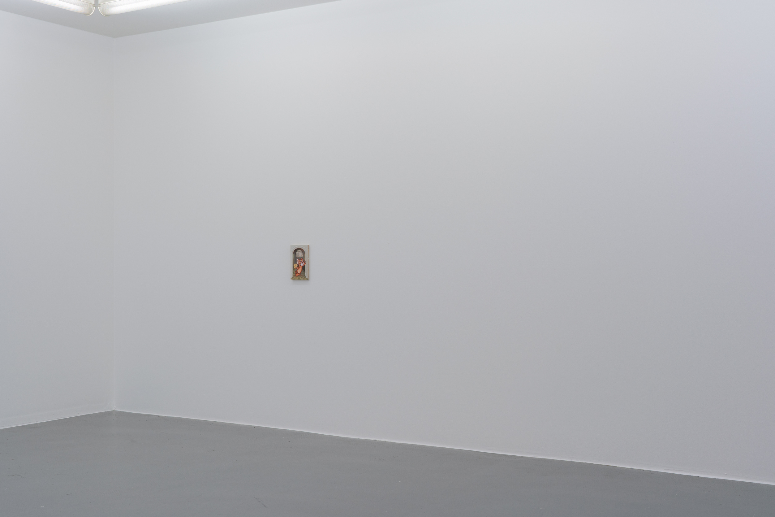 Lin Olschowka Mäuseloch 2, 2026 acrylic on chalk on wood 17 x 10,5 cm