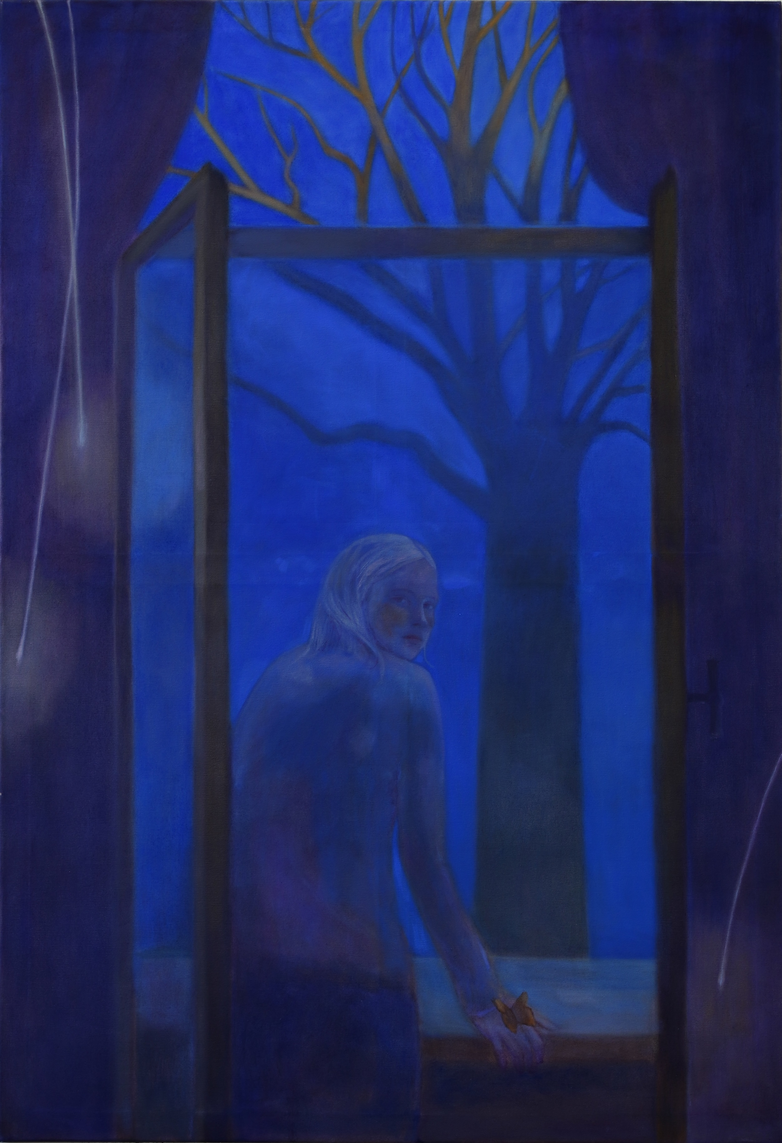 Masha Kovtun, Fireflies in My Sleeves, 2025, Oil on canvas, 160 x 110 cm