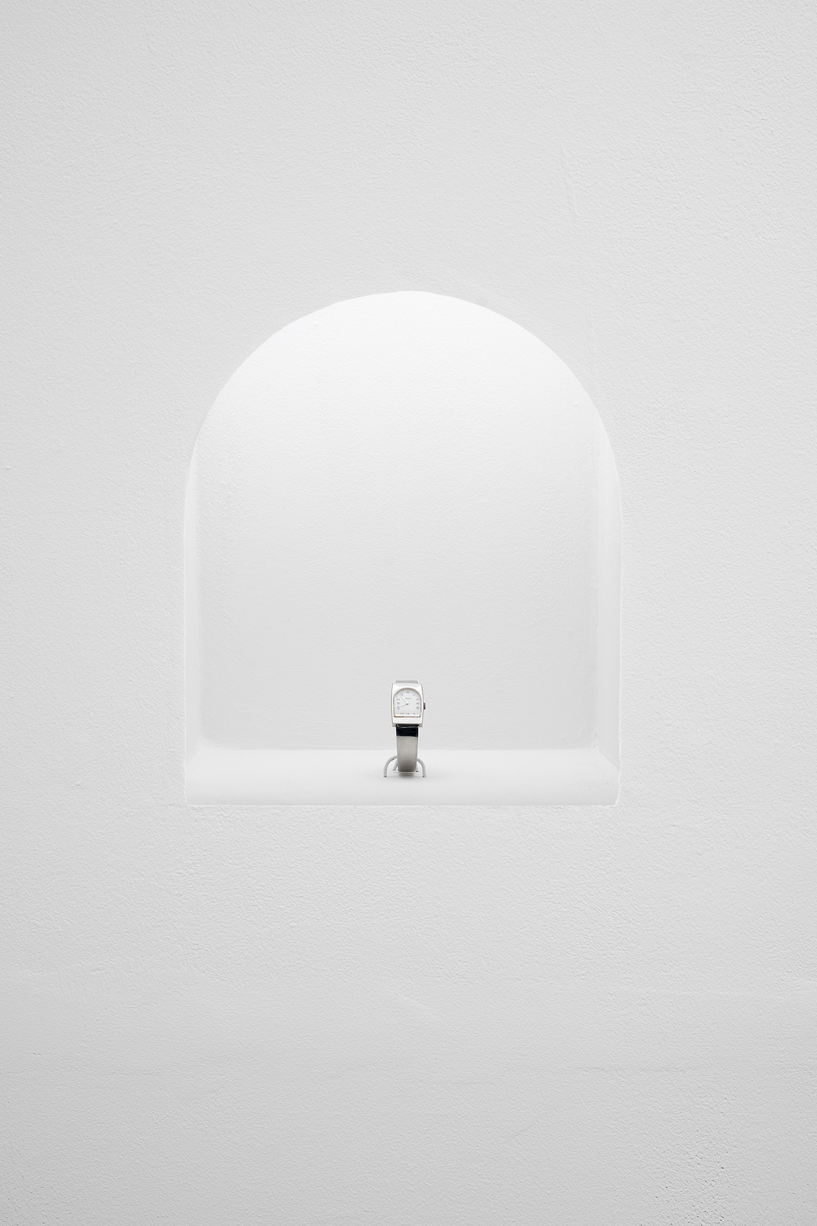 Daniel Stubenvoll, conversation starter (my left hands dream of time for us all), ca. 1980/2026, Vintage Seiko Unisex Watch, Steel Case, Custom Enamel Painted Dial, 22 x 26 mm, Manual Wind, Original Steel Stretch Bracelet