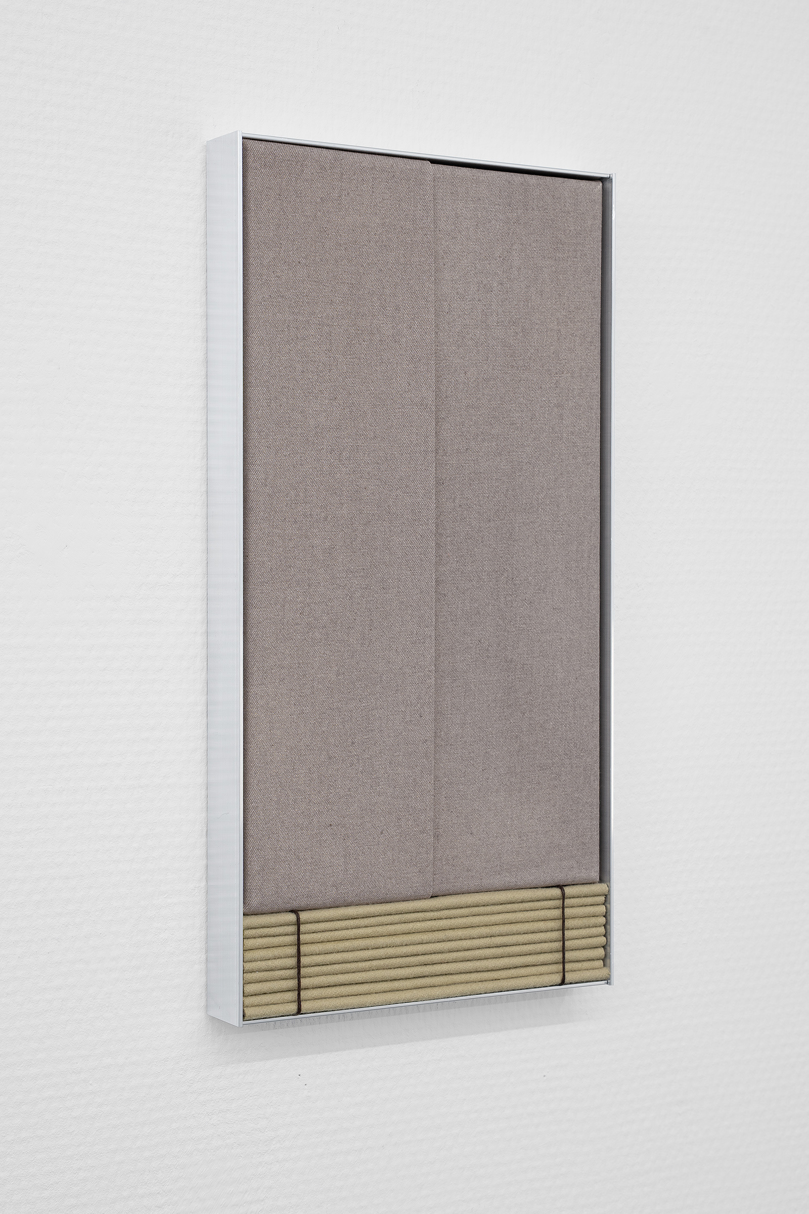 Živa Drvarič, Outfit I, 2026, Acrylic, Aluminium, Cashmere, Cotton, Polyester, Waxed cotton cord, 37 x 19 x 3 cm