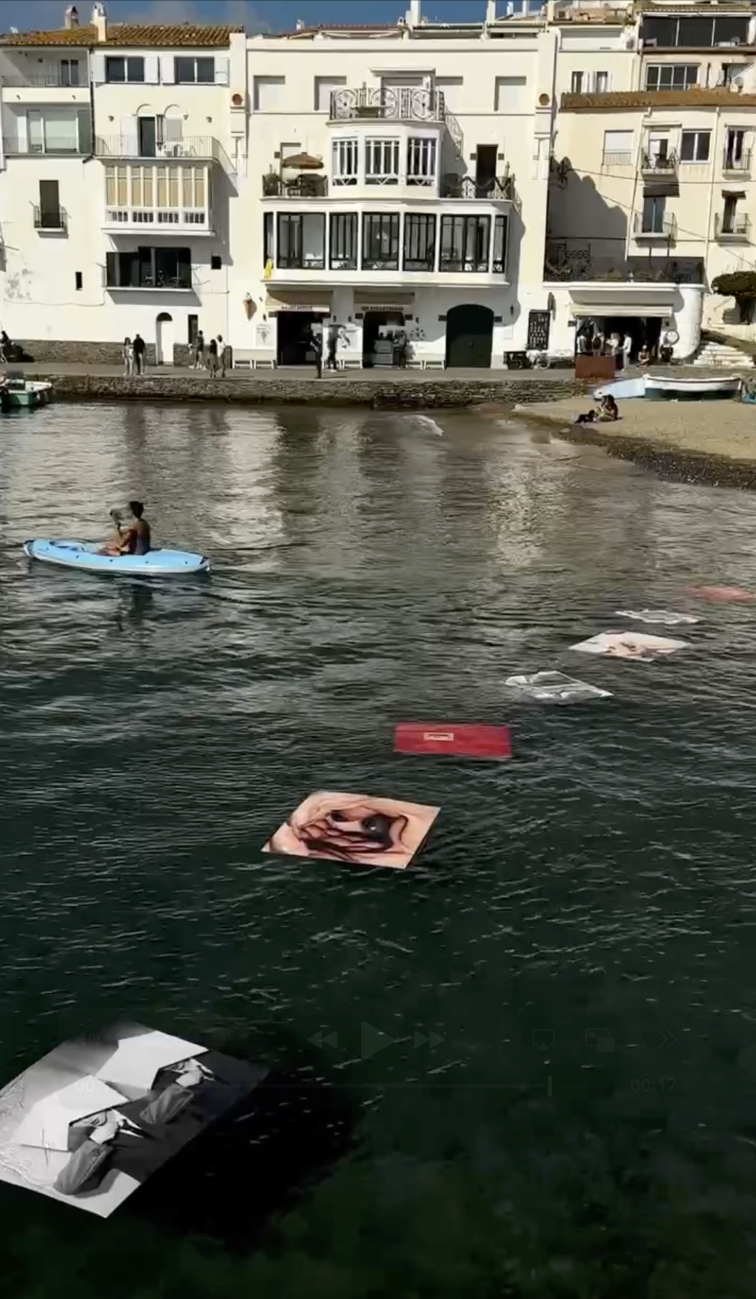 Trust Me — Floating photographic installation at InCadaqués Festival, exploring intimacy, trust, and perception through the interplay of water, light, and movement.