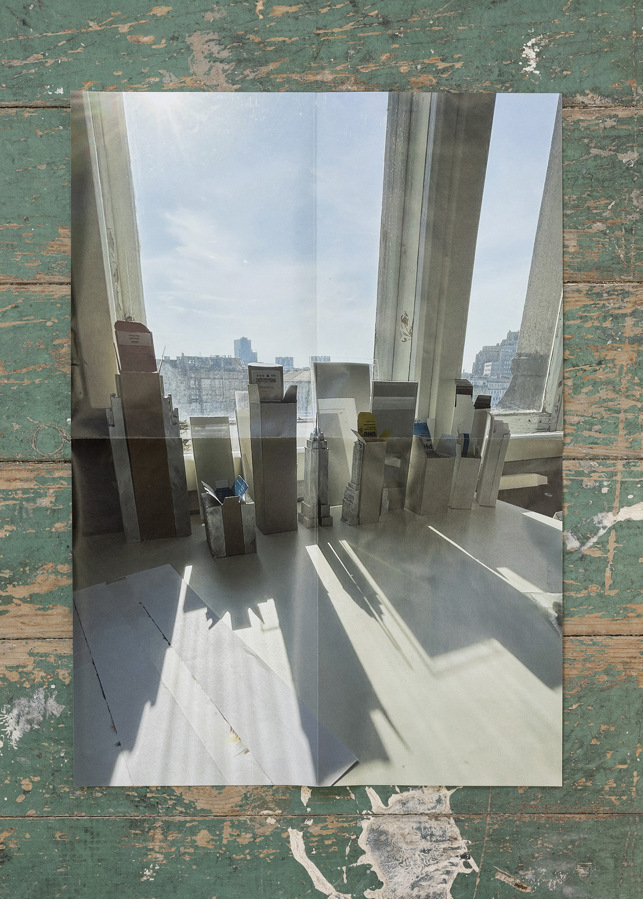 Posters (Boxes, flipped), Mara Jenny, 2026. Edition of 100 folded posters each 42 x 29,7 cm. ©Fabrice Schneider