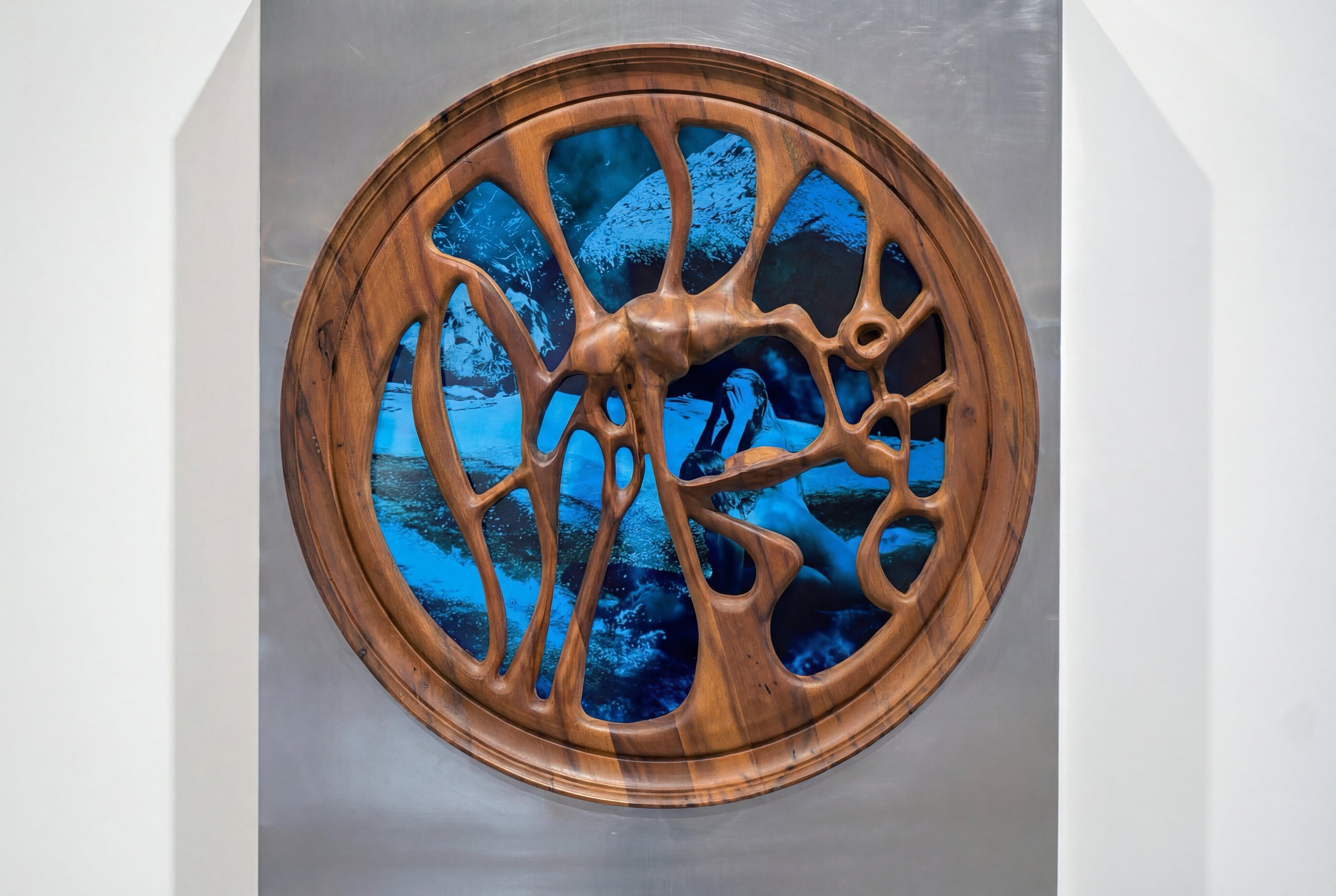 window №1 2026. Chinese rosewood, aluminum, video. 240x120x40. Dishon Yuldash