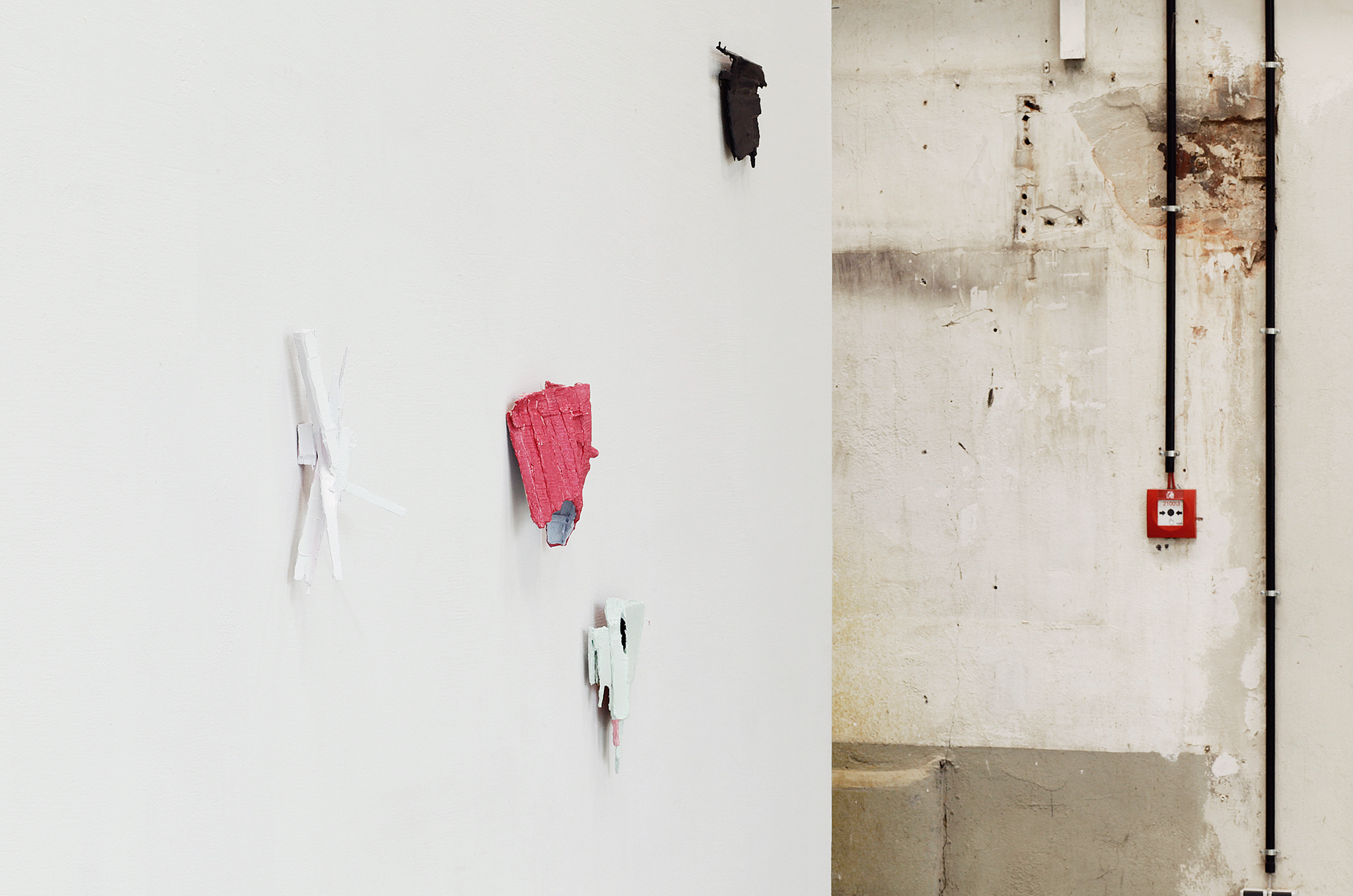 Felix Becker, various works, oil on wood from dismembered market boxes, 2021/23