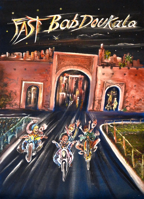 Josep Maynou, Fast Bab Doukala, 2017, painted fabric, 97 x 70