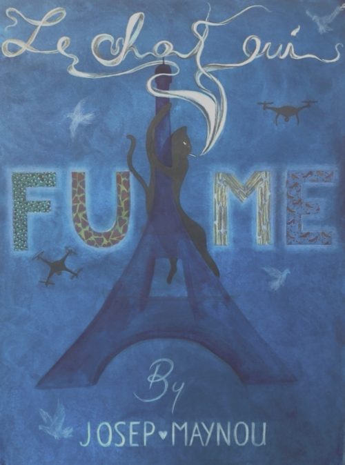 15 Josep Maynou Le Chat Qui Fume fronte 2020 mixed media on paper 100 x 70 cm