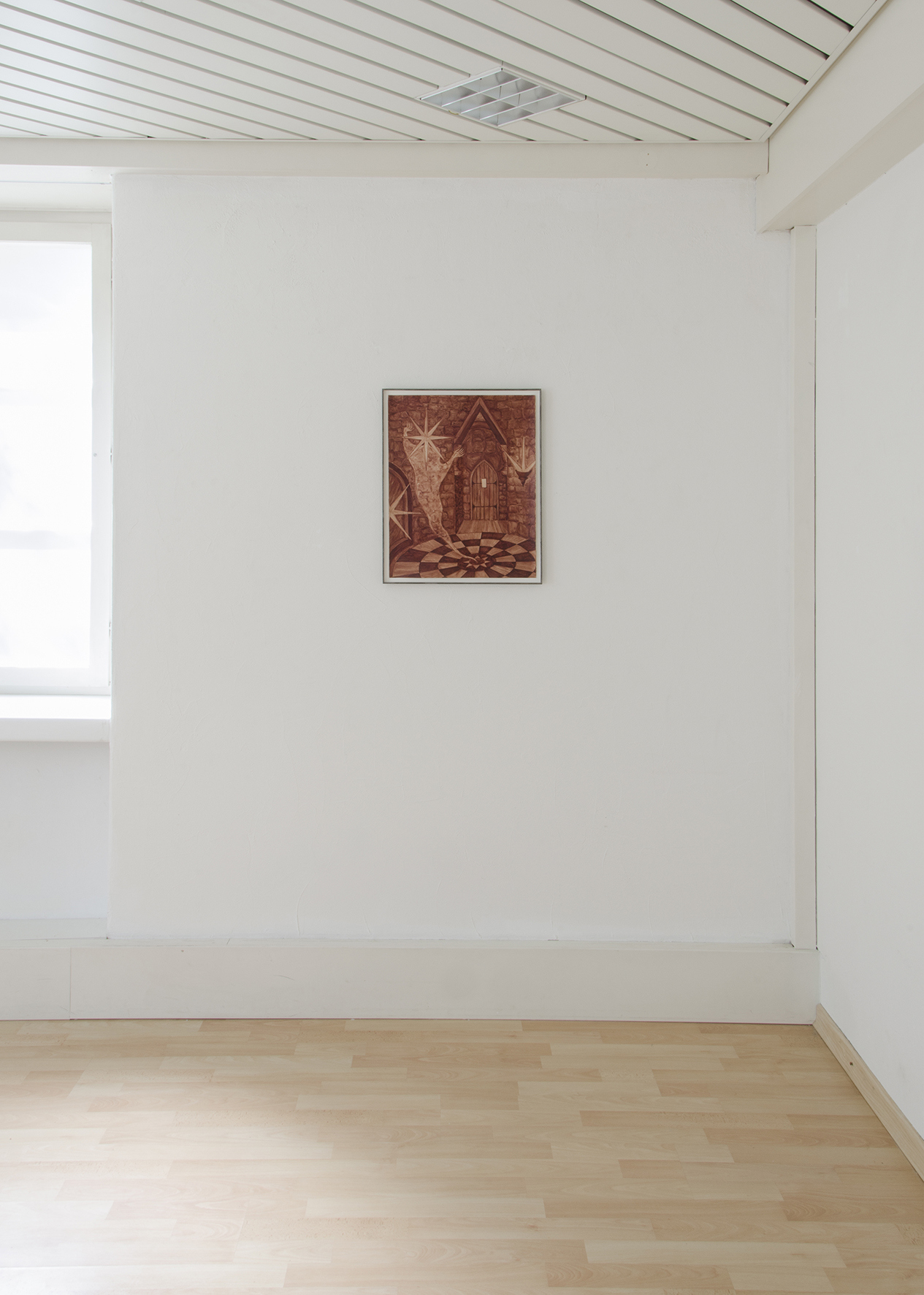 Alison Flora, Sanctuaire étoilé, 2023, Human blood on paper, lead frame