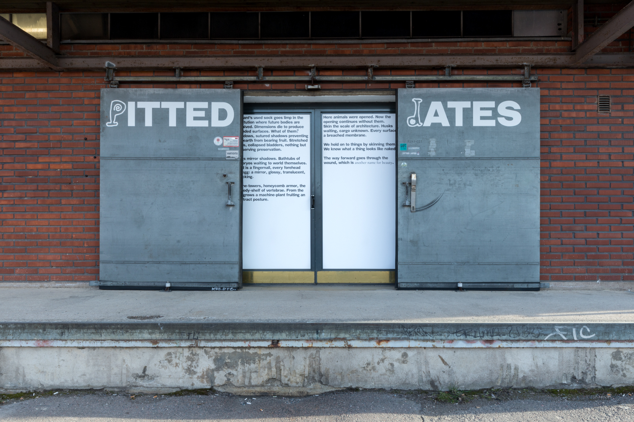 Pontus Purokuru: commissioned poem, 2026, vinyl sticker, 2 x (192 x 93 cm)
