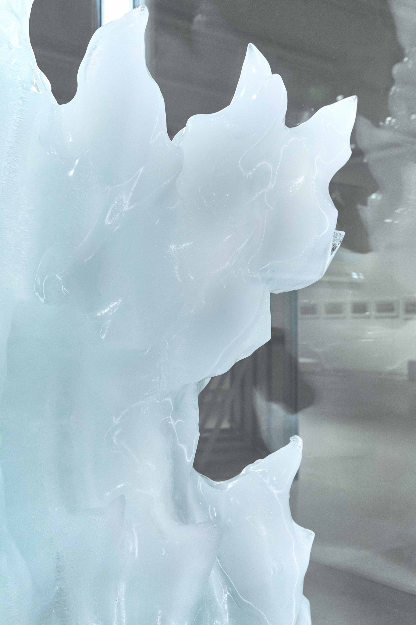 Daria Arbuzova, Frozen Throne, 2026. 3D printing, PETG plastic, ice, refrigeration equipment.