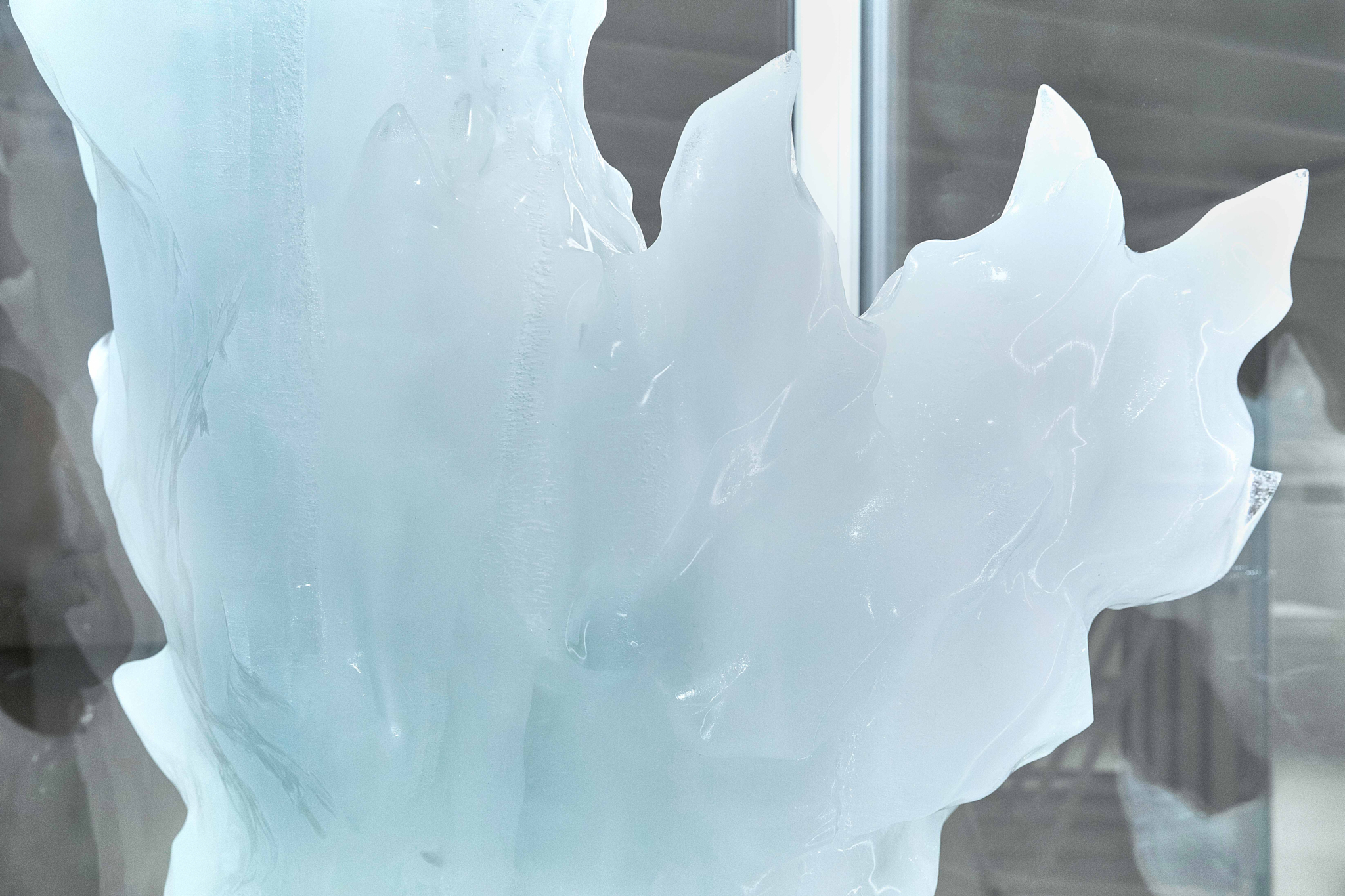 Daria Arbuzova, Frozen Throne, 2026. 3D printing, PETG plastic, ice, refrigeration equipment.