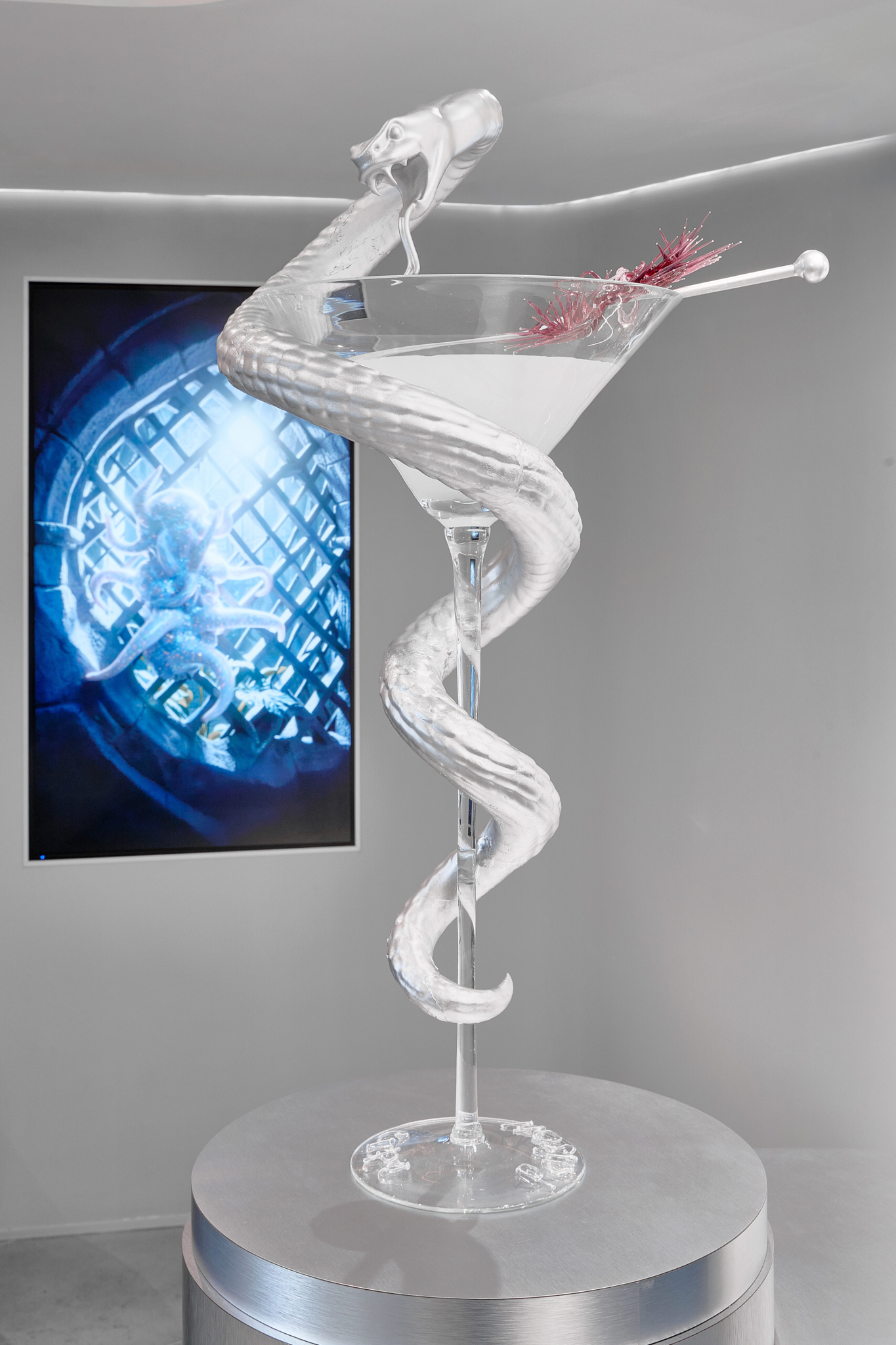 Daria Arbuzova, Pharmakon, 2026, 3D printing, photopolymer resin, glass, isotonic.