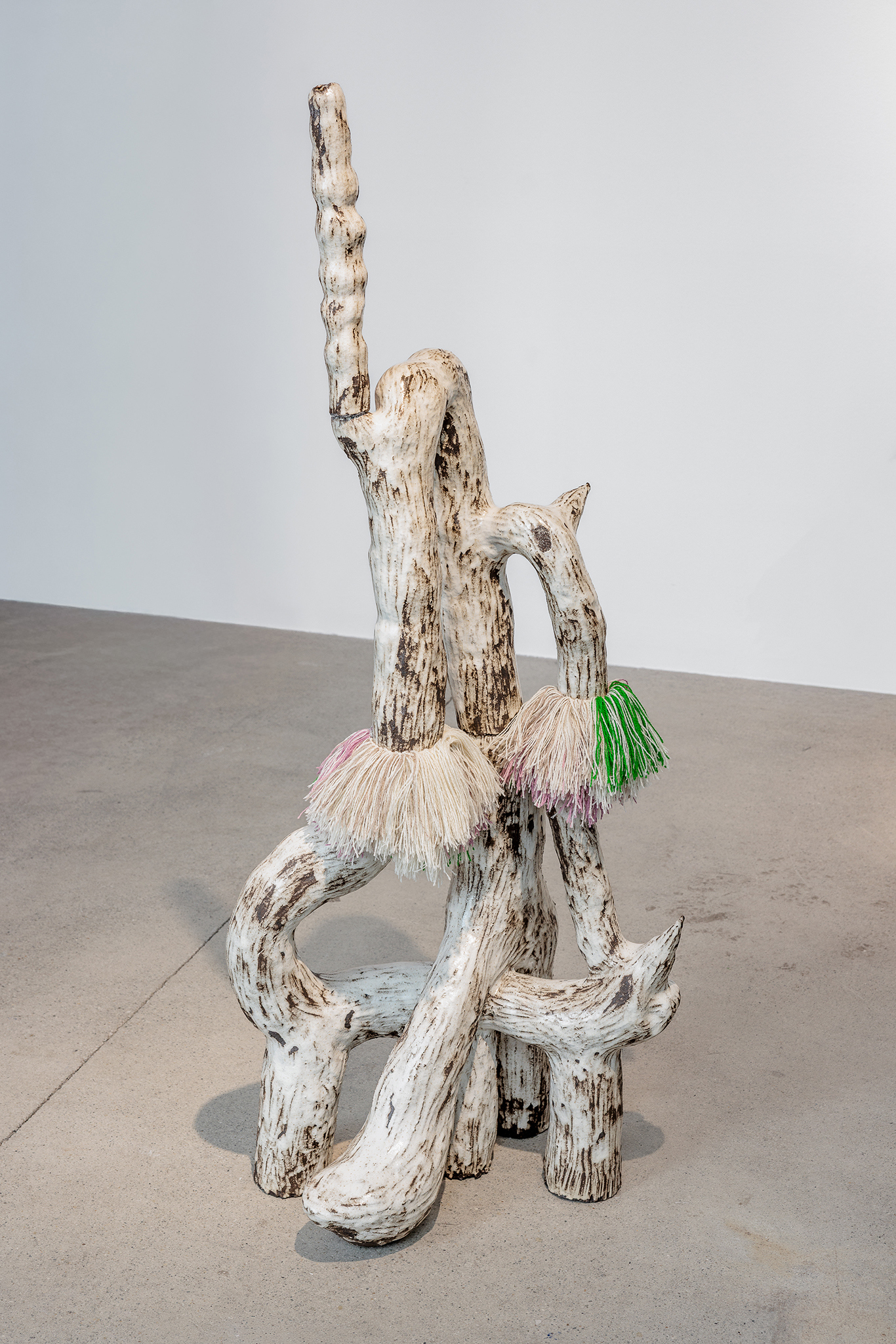 Multispecies Victory Pose, 2026. Ceramics, wool