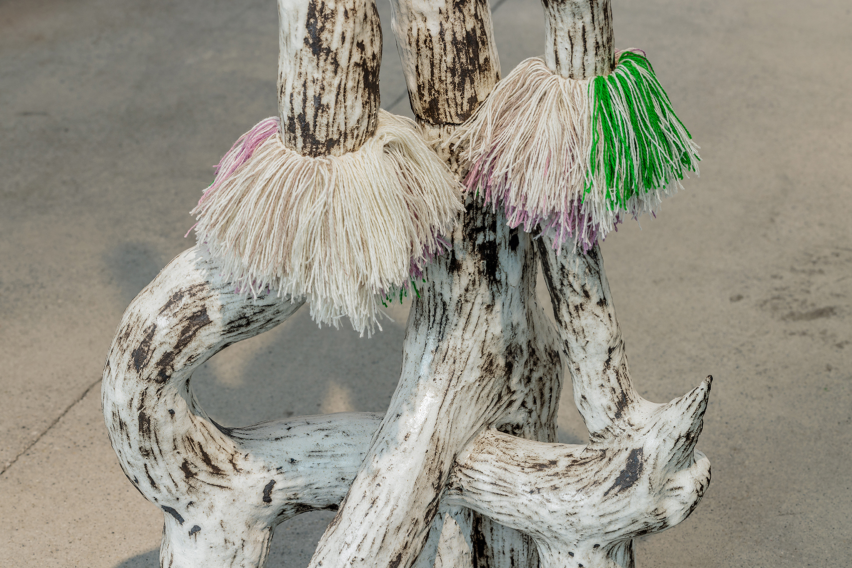 Multispecies Victory Pose, 2026 (detail). Ceramics, wool