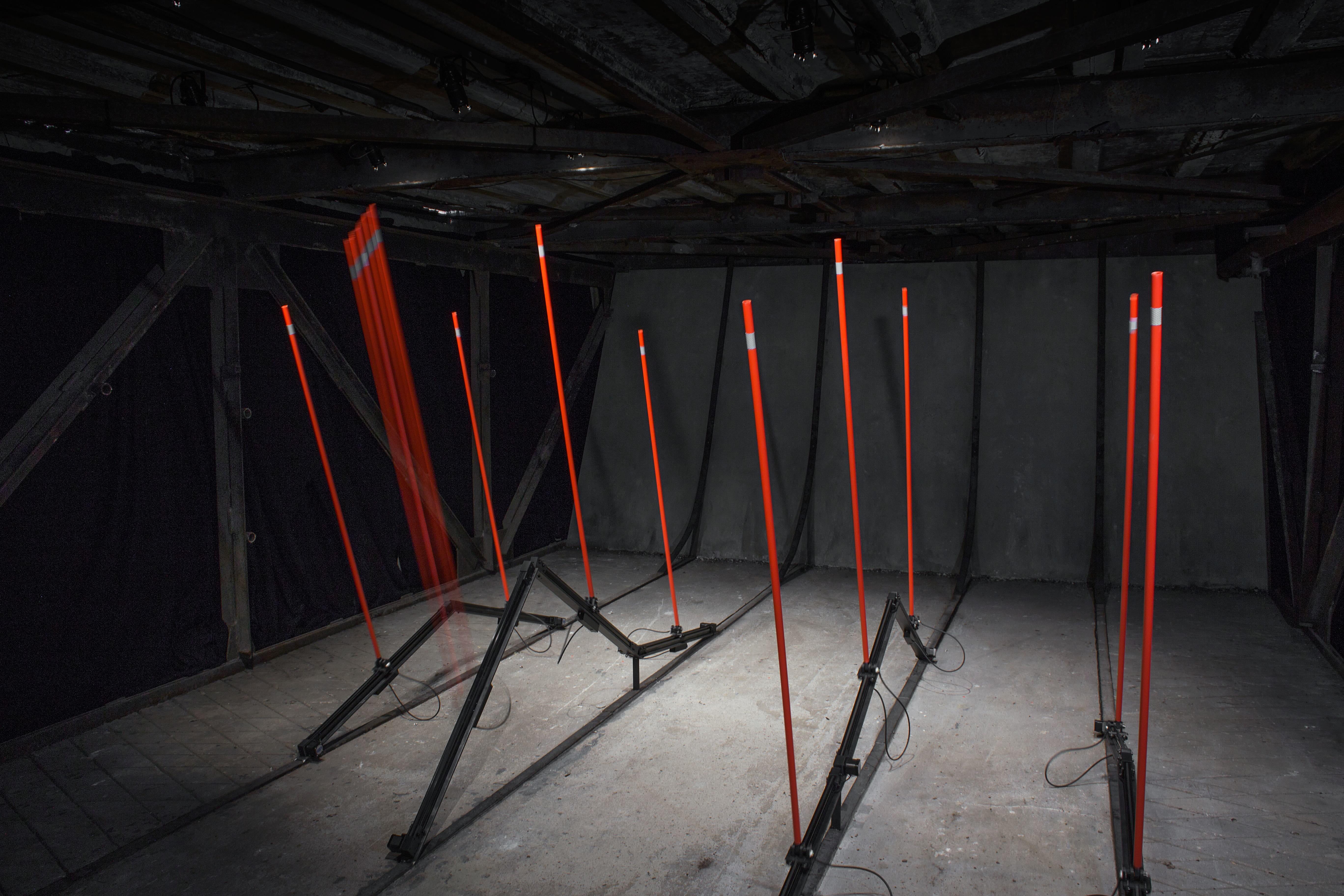 Taavi Suisalu, Negotiating Balance, 2026. Installation (electronics, motors, gravity). 