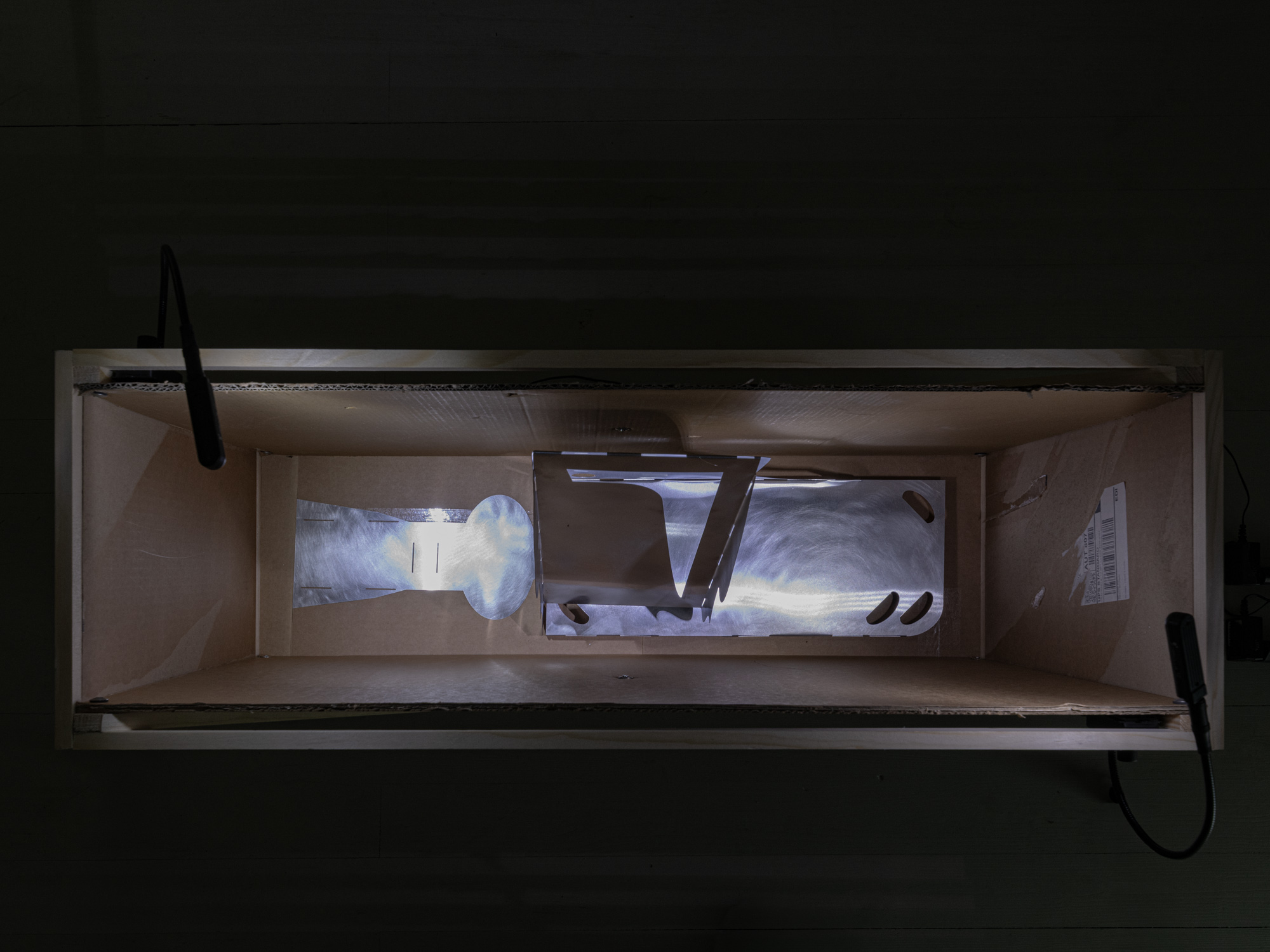 Markus Sworcik, Faltung (f7), Aluminium, Cardboard, Wood, 2026