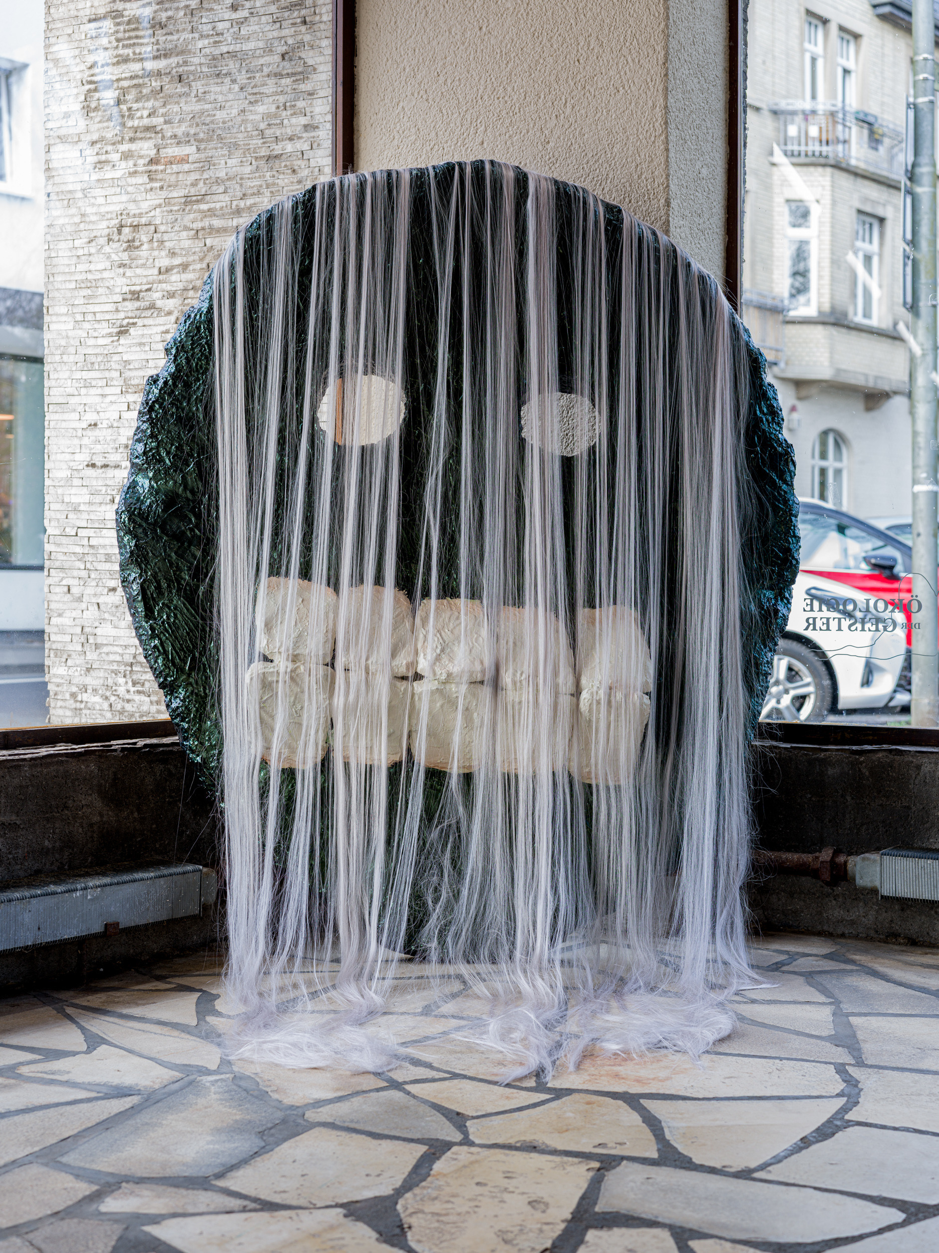 Tina Kohlmann, Gaistaz, 2020, styrofoam, acrylic one, car paint, synthetic  hair, 170 x 140 x 22cm
