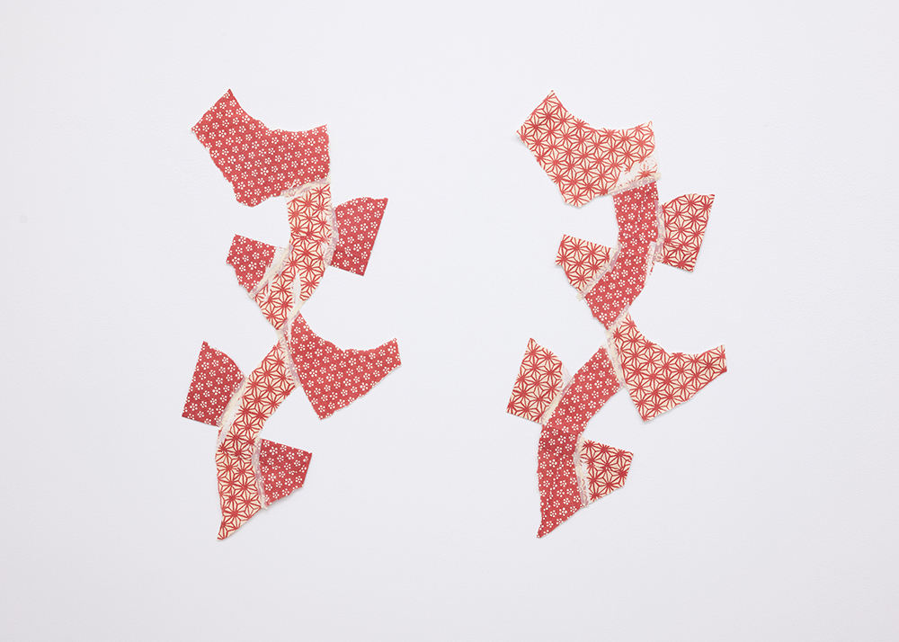 Hideyo Ohtsuki, Gift, 2020, acrylic on torn paper bag, 39.5 x 18.5 cm each
