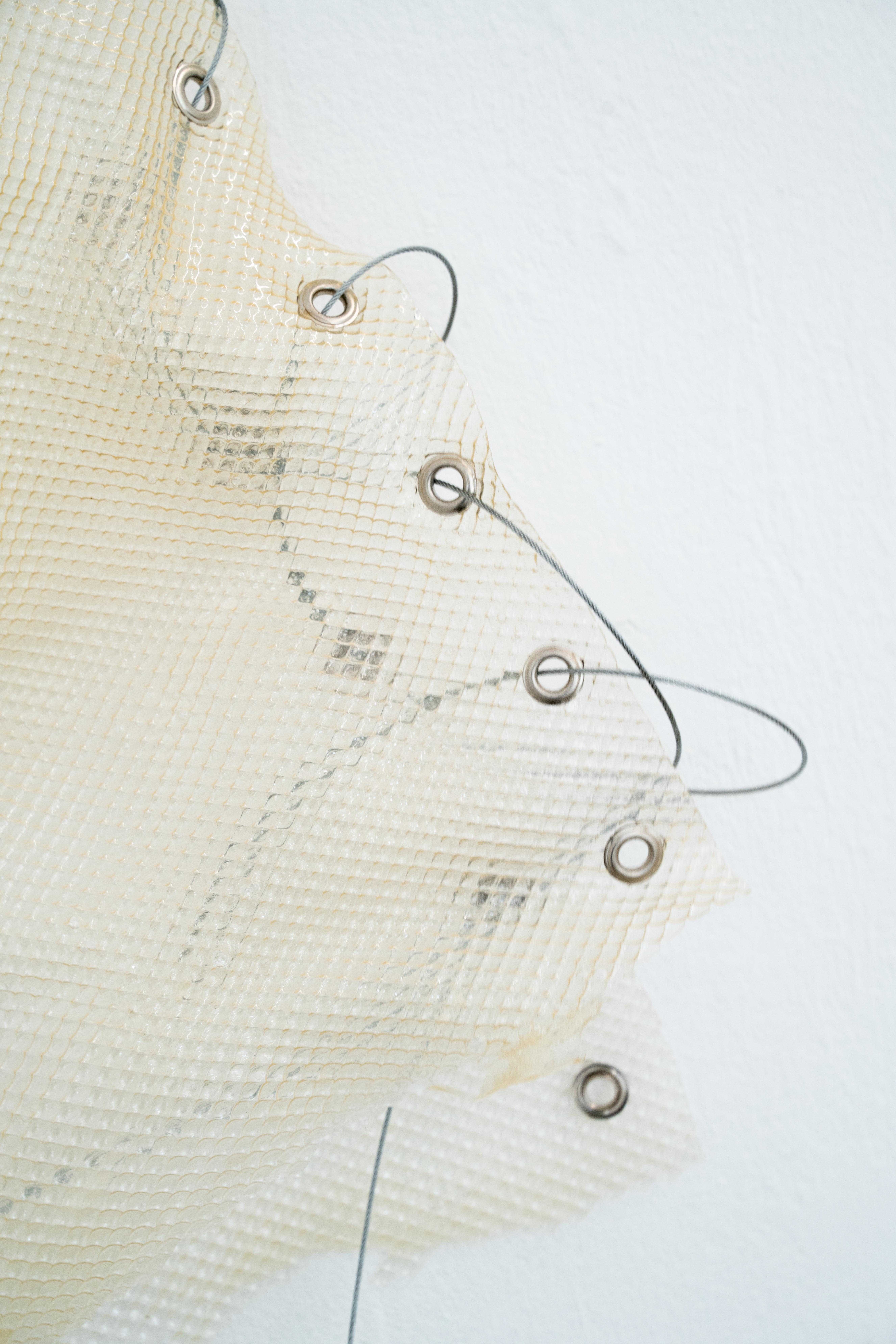 Andreia Santana, Dissolving Bodies. 2026 Fish glue, cable, metal finishing