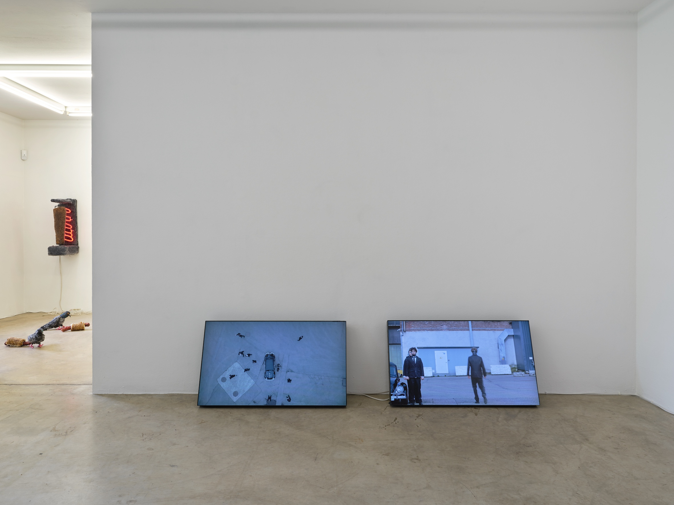 Elen Braga, Burn Char Roast, 2026; Hungry Pigeons #3, #4, 2026; Flesh, Stone, Iron and Clay, part 1, 2024. Courtesy: the artist and Wouters Gallery, Brussels.