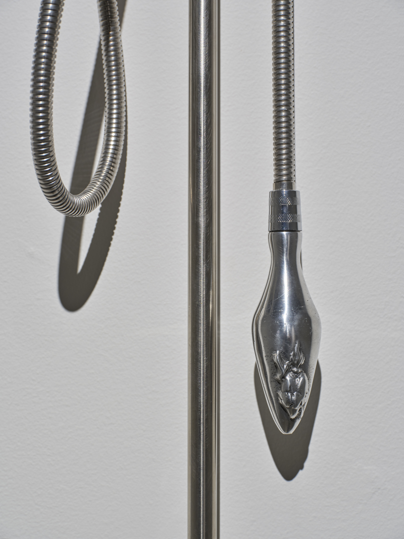 Apostles of the Sap, 2026, Stainless steel, brass casting, shower hose, mixed media, dimensions variable