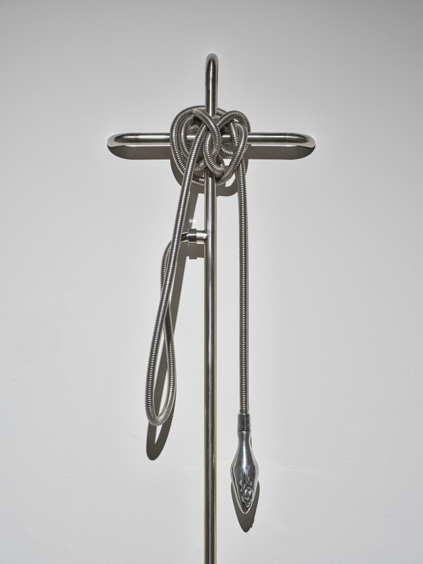 Apostles of the Sap, 2026, Stainless steel, brass casting, shower hose, mixed media, dimensions variable